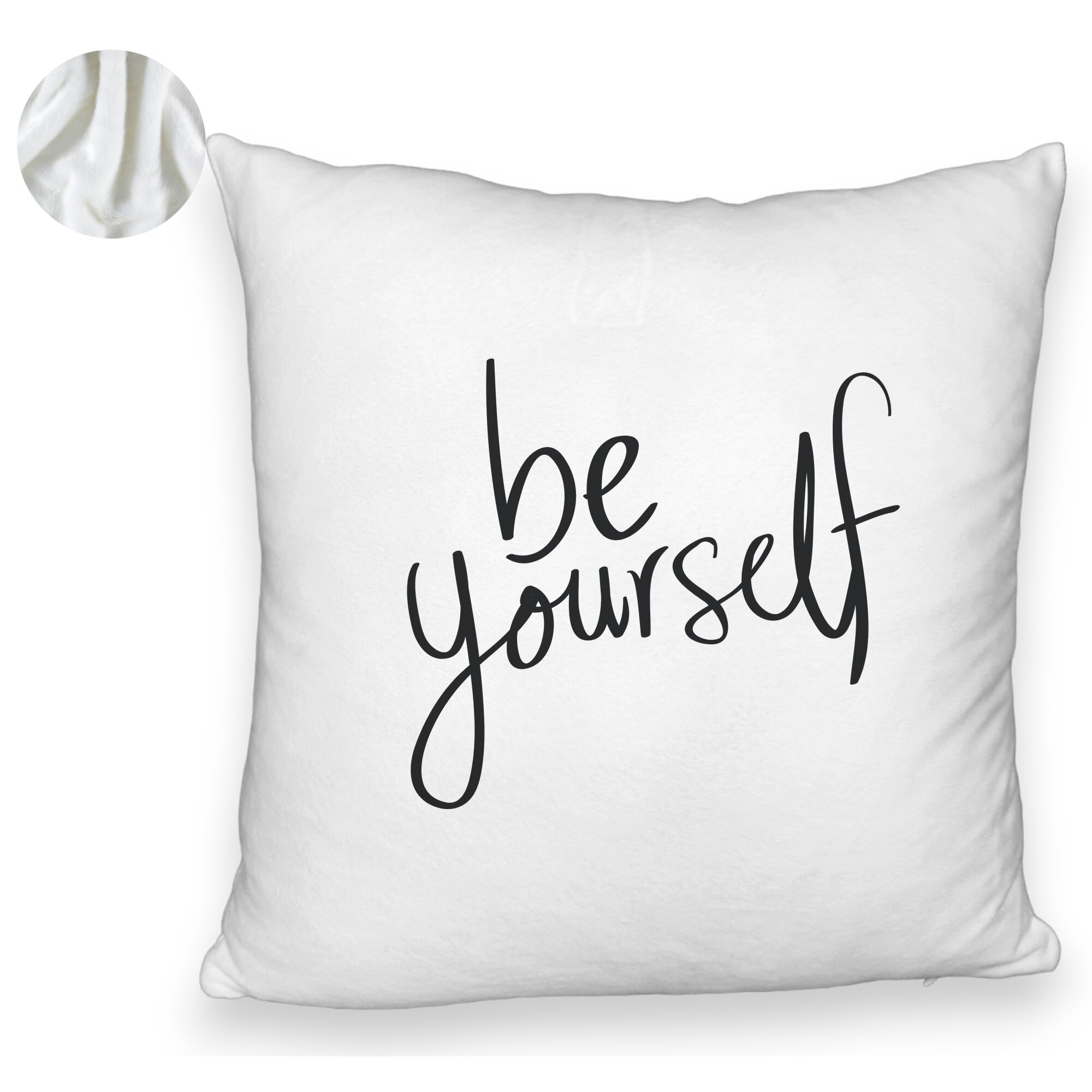 Perna Decorativa Fluffy, Model Be Yourself, 40x40 cm, Alba, Husa Detasabila, Burduf 5 Perna Decorativa Fluffy