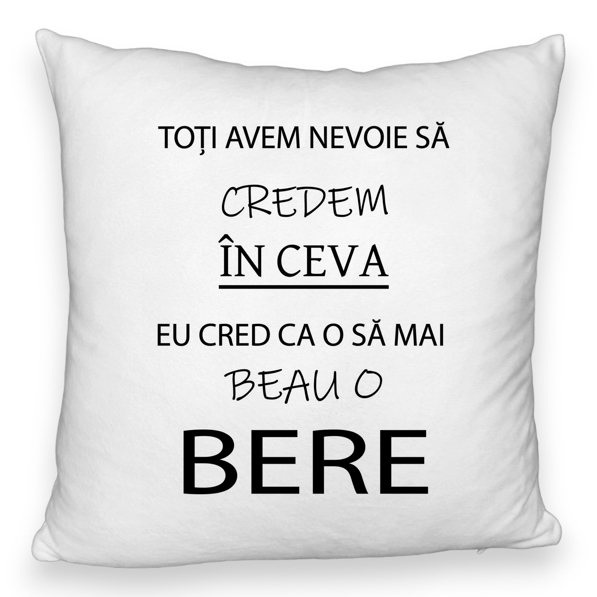 Perna Decorativa Fluffy, Model Beau o Bere, 40x40 cm, Alba, Husa Detasabila, Burduf 5 Perna Decorativa Fluffy