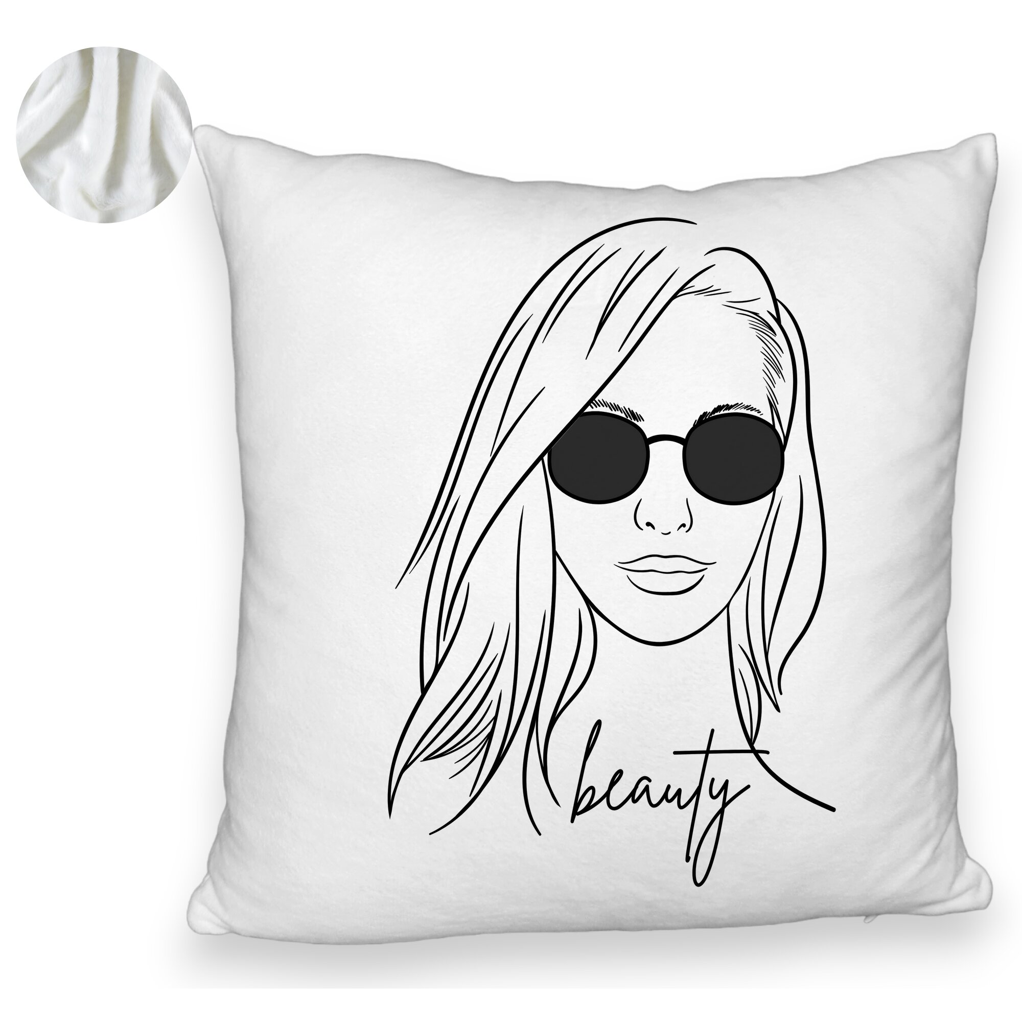 Perna Decorativa Fluffy, Model Beauty life, 40x40 cm, Alba, Husa Detasabila, Burduf 6 Model Beauty life