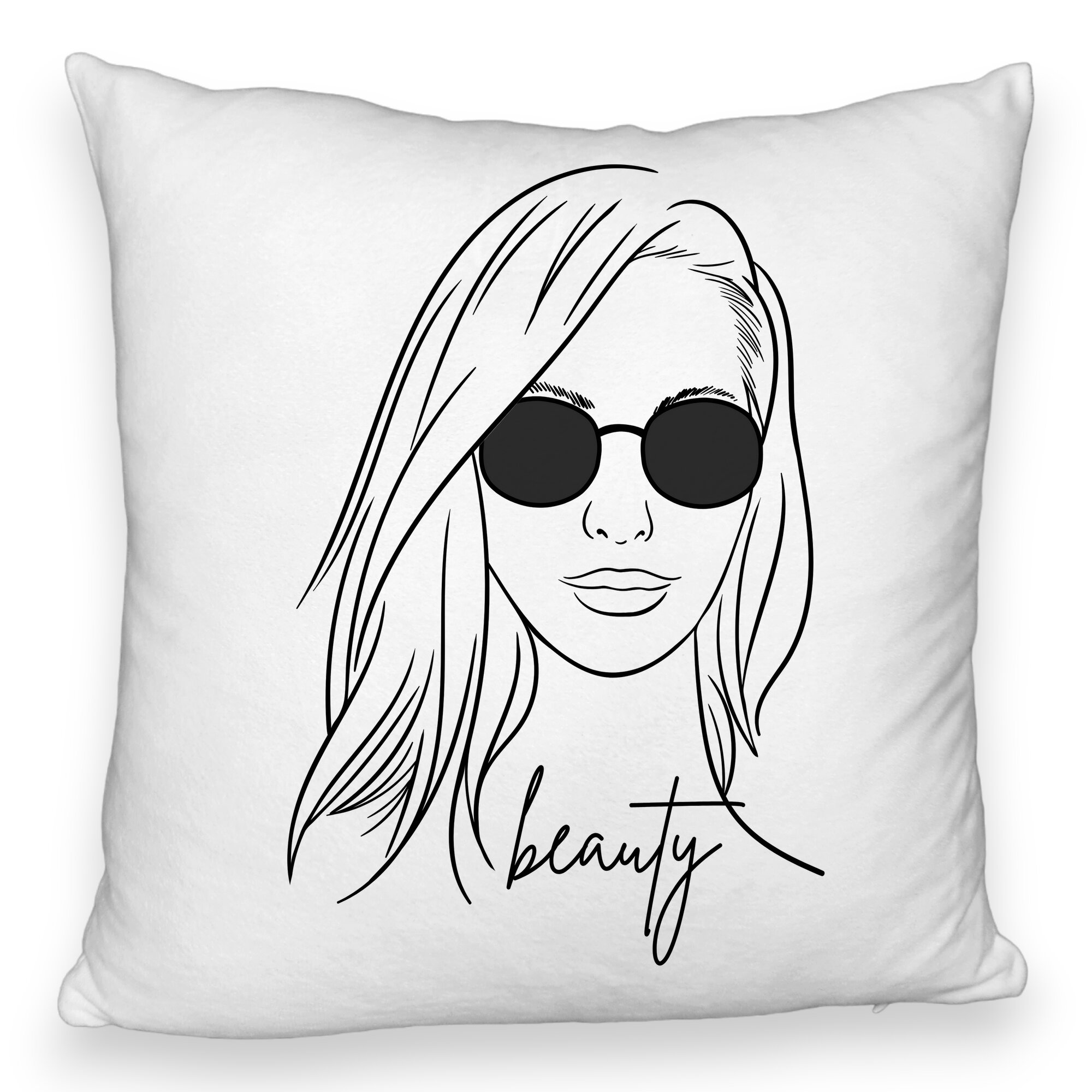 Perna Decorativa Fluffy, Model Beauty life, 40x40 cm, Alba, Husa Detasabila, Burduf 5 Perna Decorativa Fluffy