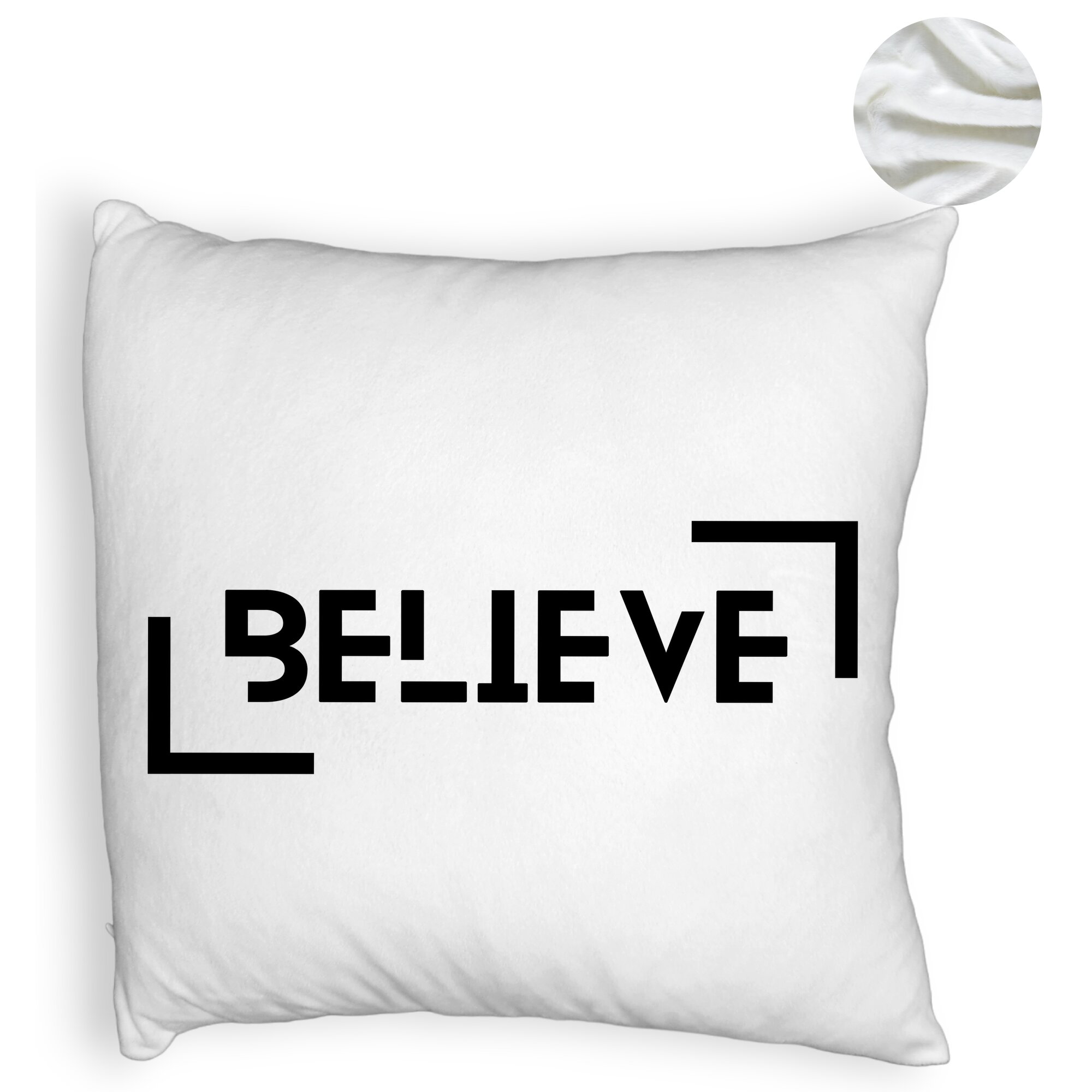 Perna Decorativa Fluffy, Model Believe, 40x40 cm, Alba, Husa Detasabila, Burduf 6 Model Believe