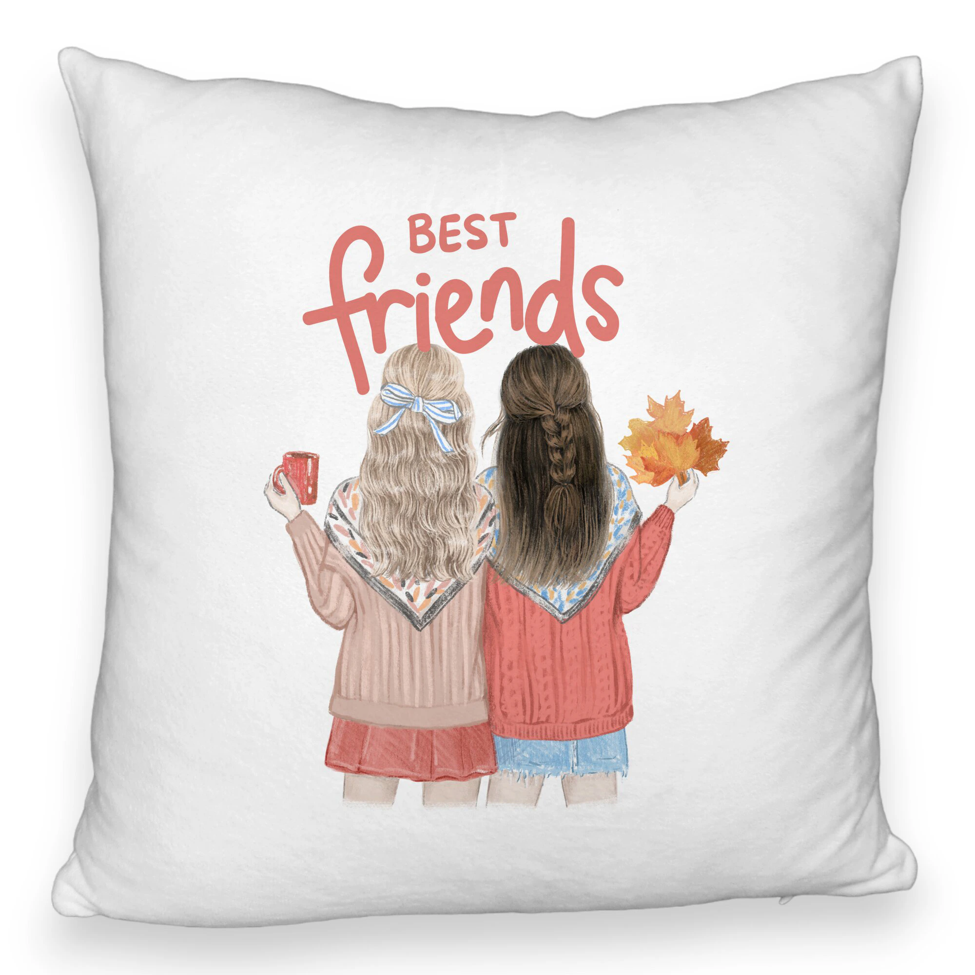 Perna Decorativa Fluffy, Model Best Friends, 40x40 cm, Alba, Husa Detasabila, Burduf 5 Perna Decorativa Fluffy