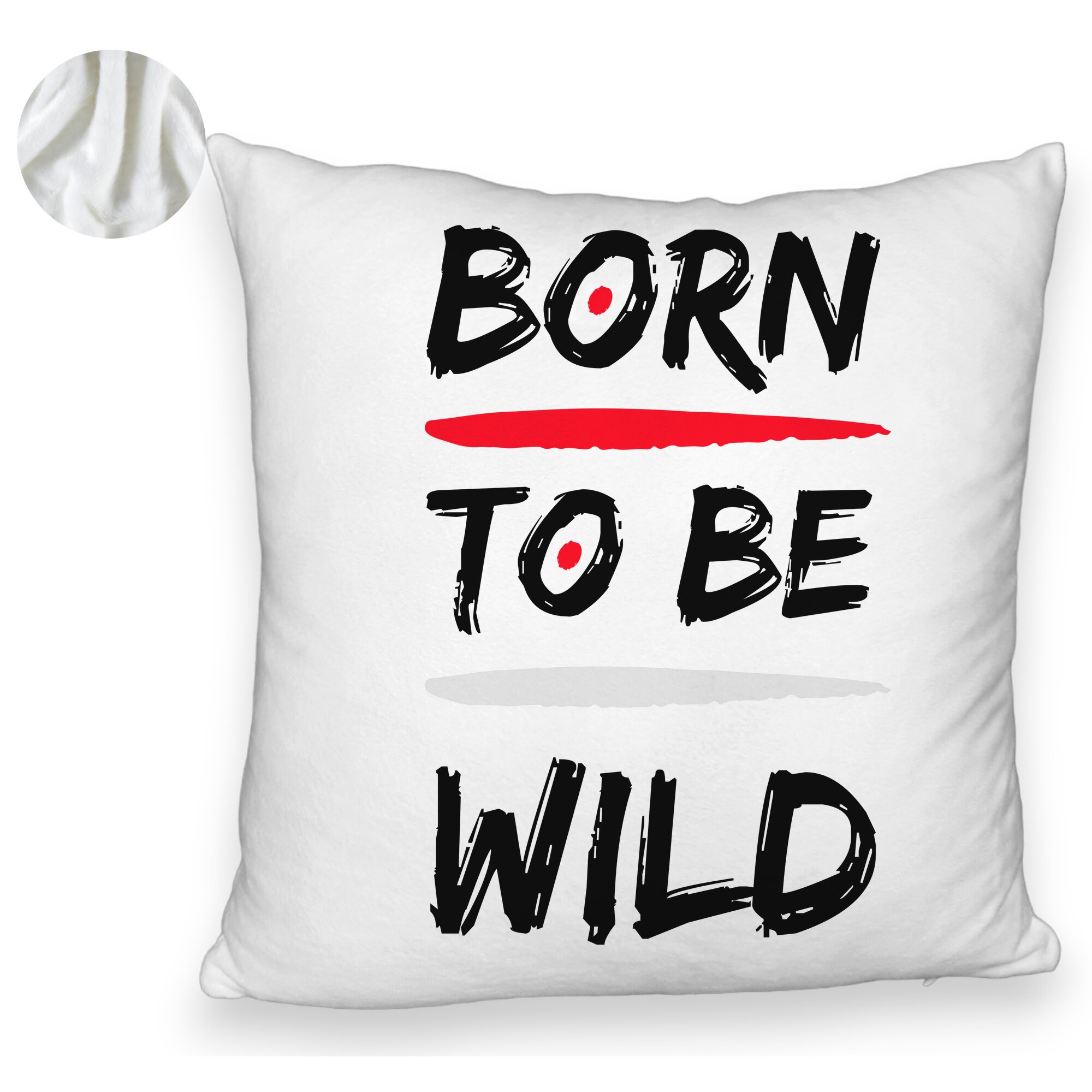 Perna Decorativa Fluffy, Model Born to Be Wild, 40x40 cm, Alba, Husa Detasabila, Burduf 6 Model Born to Be Wild