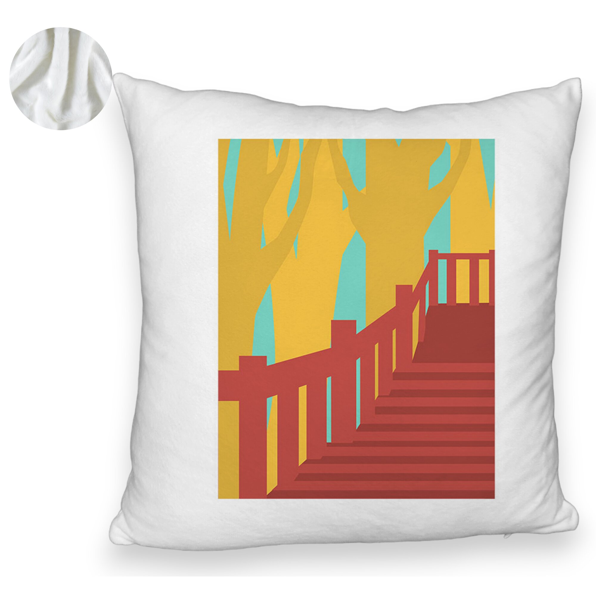 Perna Decorativa Fluffy, Model Bridge Art, 40x40 cm, Alba, Husa Detasabila, Burduf 5 Perna Decorativa Fluffy