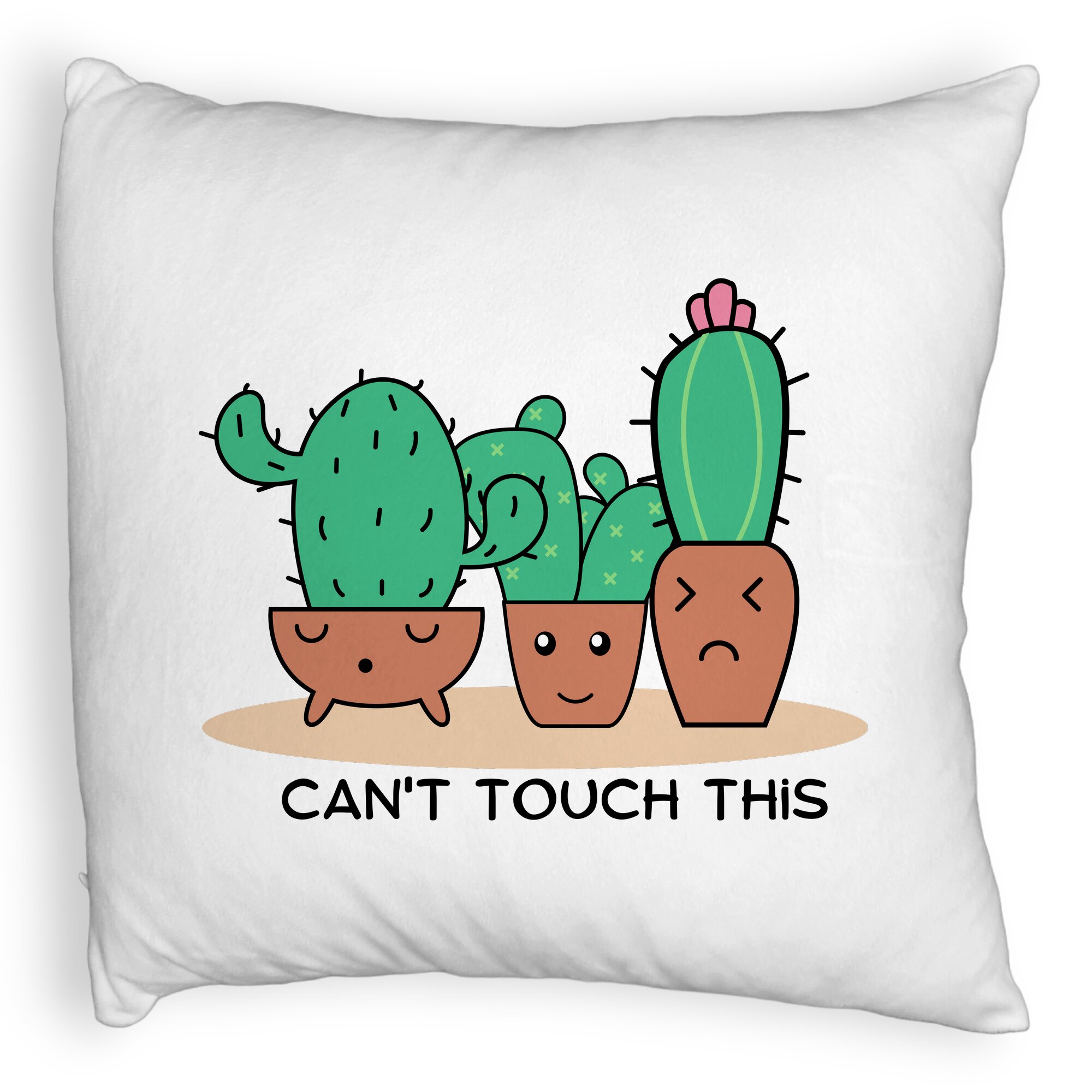 Perna Decorativa Fluffy, Model Cactus Can't Touch This, 40x40 cm, Alba, Husa Detasabila, Burduf 6 Model Cactus Can't Touch This