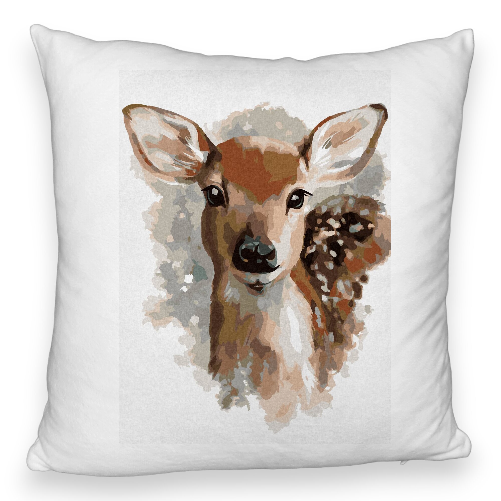 Perna Decorativa Fluffy, Model Caprioara, 40x40 cm, Alba, Husa Detasabila, Burduf 6 Model Caprioara