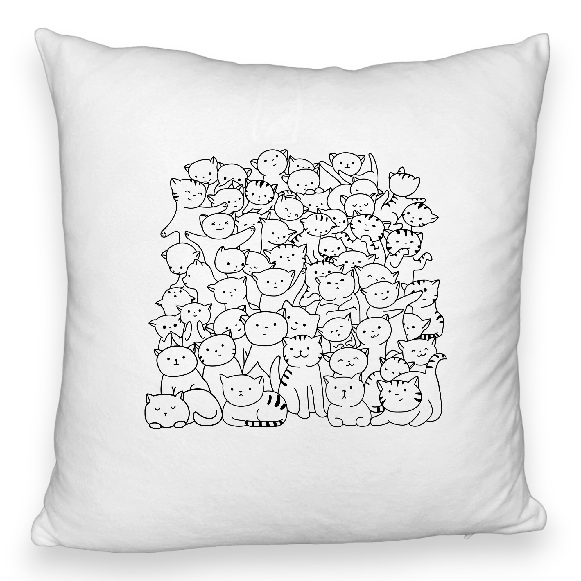 Perna Decorativa Fluffy, Model Cat Life, 40x40 cm, Alba, Husa Detasabila, Burduf 6 Model Cat Life