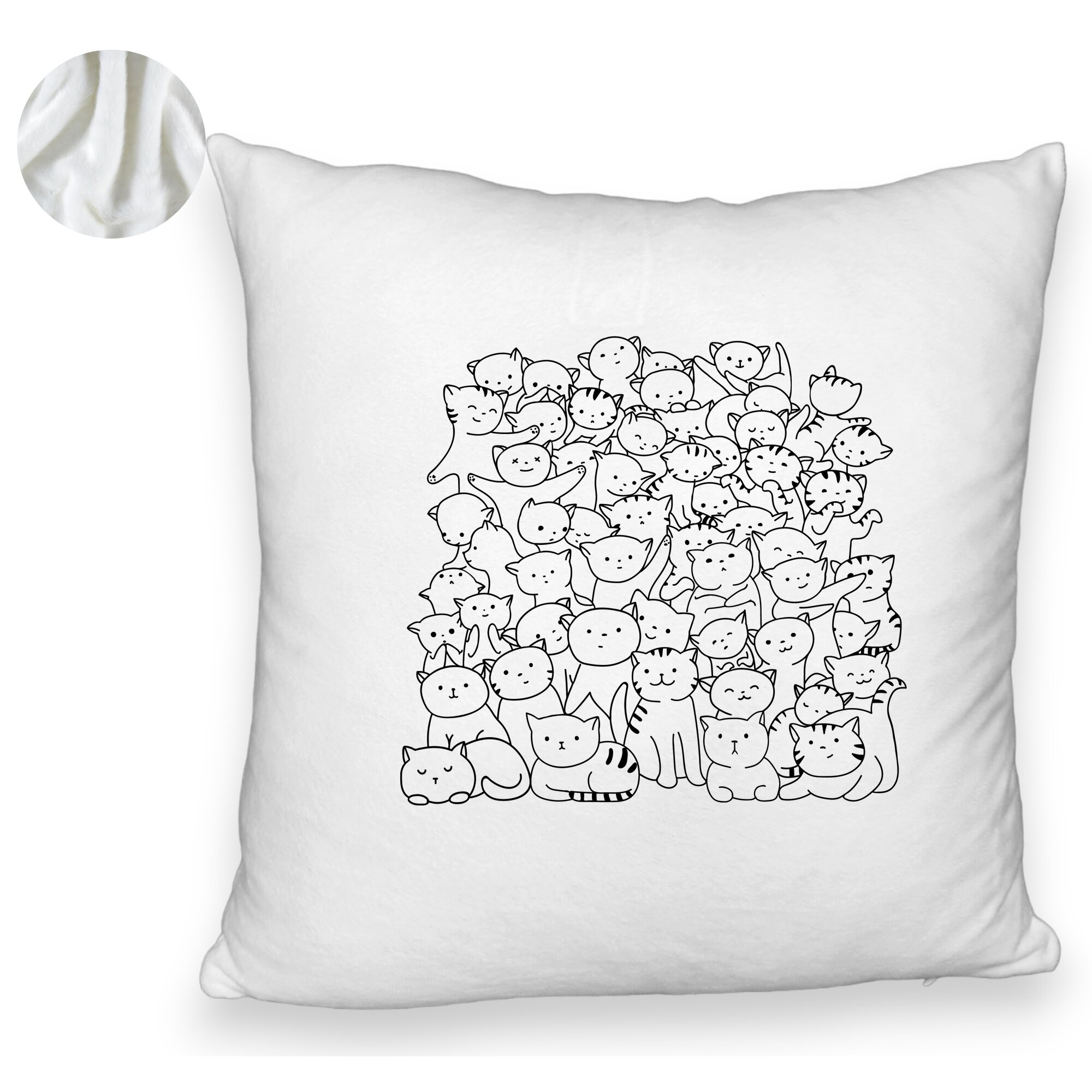 Perna Decorativa Fluffy, Model Cat Life, 40x40 cm, Alba, Husa Detasabila, Burduf 5 Perna Decorativa Fluffy