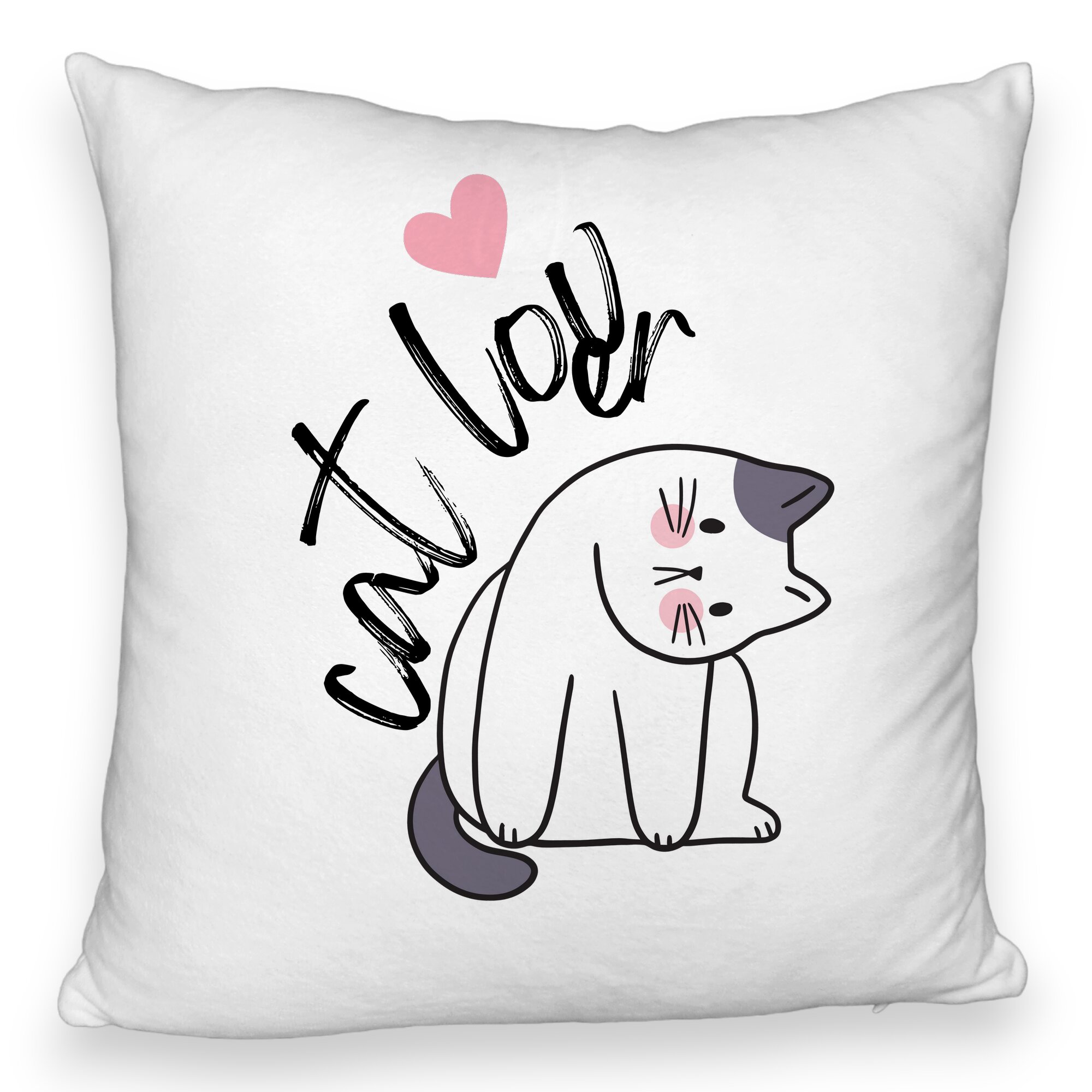 Perna Decorativa Fluffy, Model Cat Lover, 40x40 cm, Alba, Husa Detasabila, Burduf 5 Perna Decorativa Fluffy