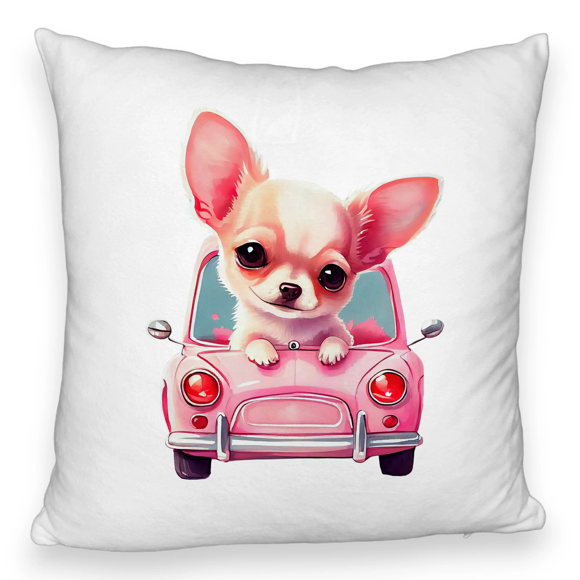 Perna Decorativa Fluffy, Model Chihuahua Love, 40x40 cm, Alba, Husa Detasabila, Burduf 6 Model Chihuahua Love