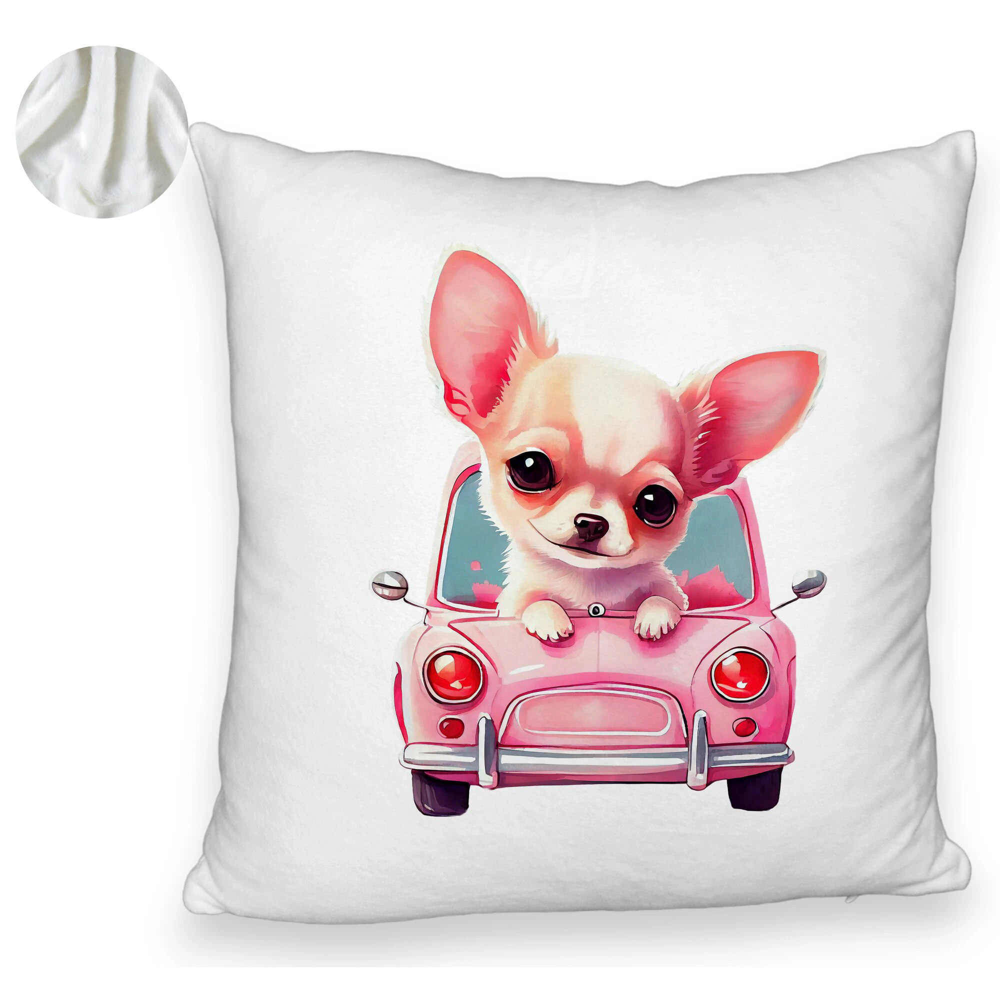 Perna Decorativa Fluffy, Model Chihuahua Love, 40x40 cm, Alba, Husa Detasabila, Burduf 5 Perna Decorativa Fluffy