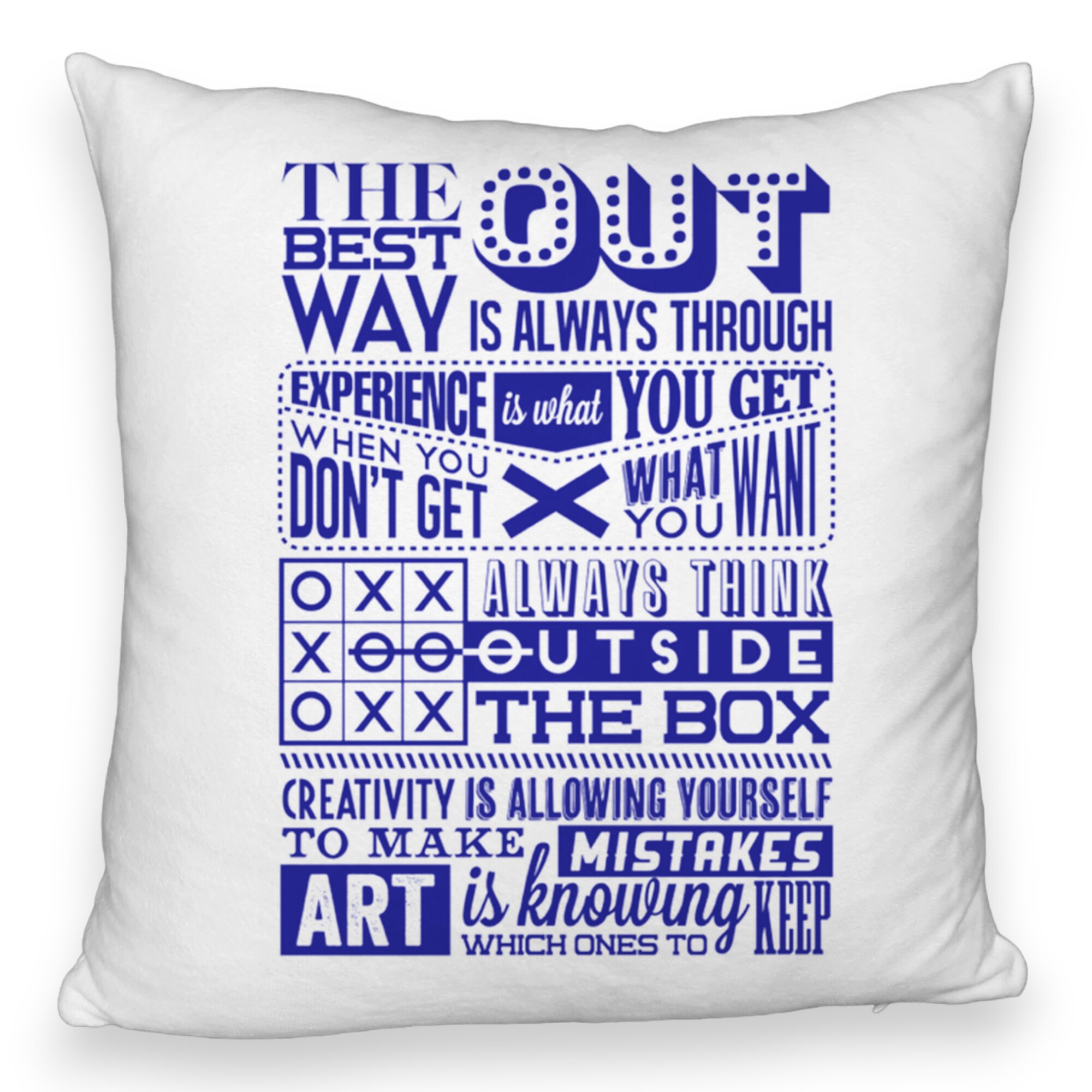 Perna Decorativa Fluffy, Model Classic Quotes, 40x40 cm, Alba, Husa Detasabila, Burduf 6 Model Classic Quotes