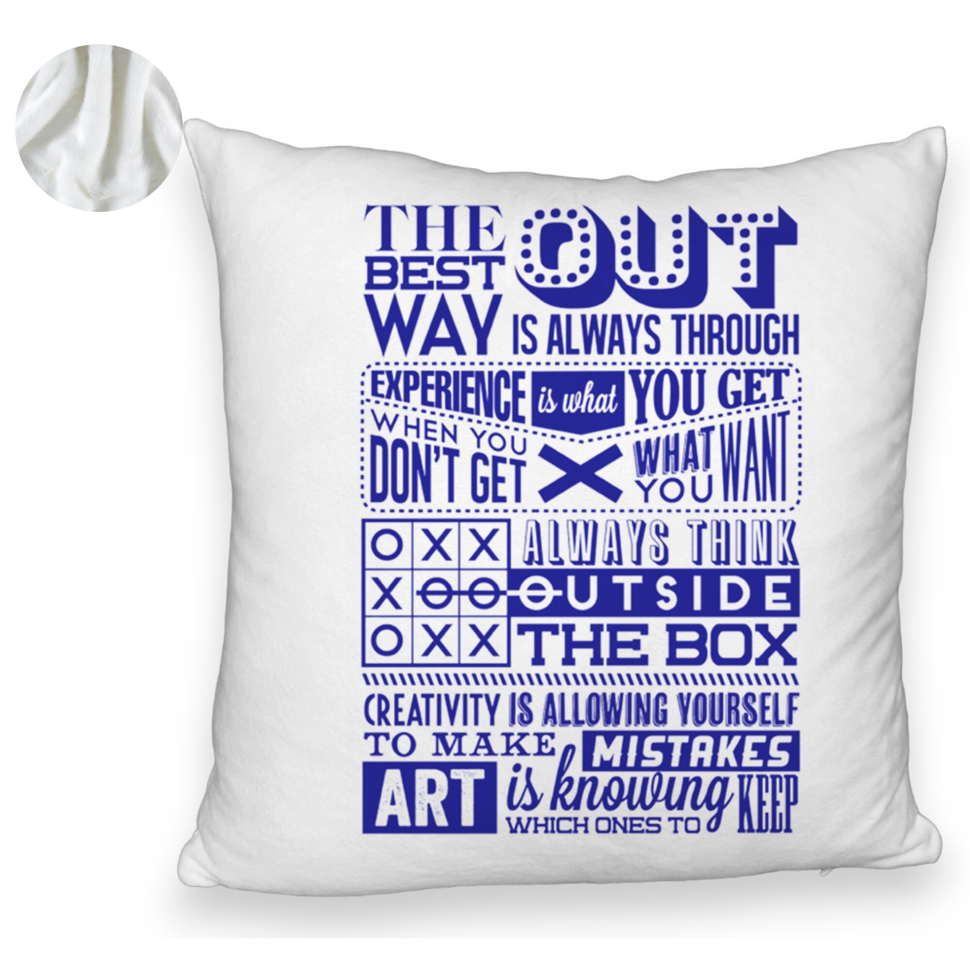 Perna Decorativa Fluffy, Model Classic Quotes, 40x40 cm, Alba, Husa Detasabila, Burduf 5 Perna Decorativa Fluffy