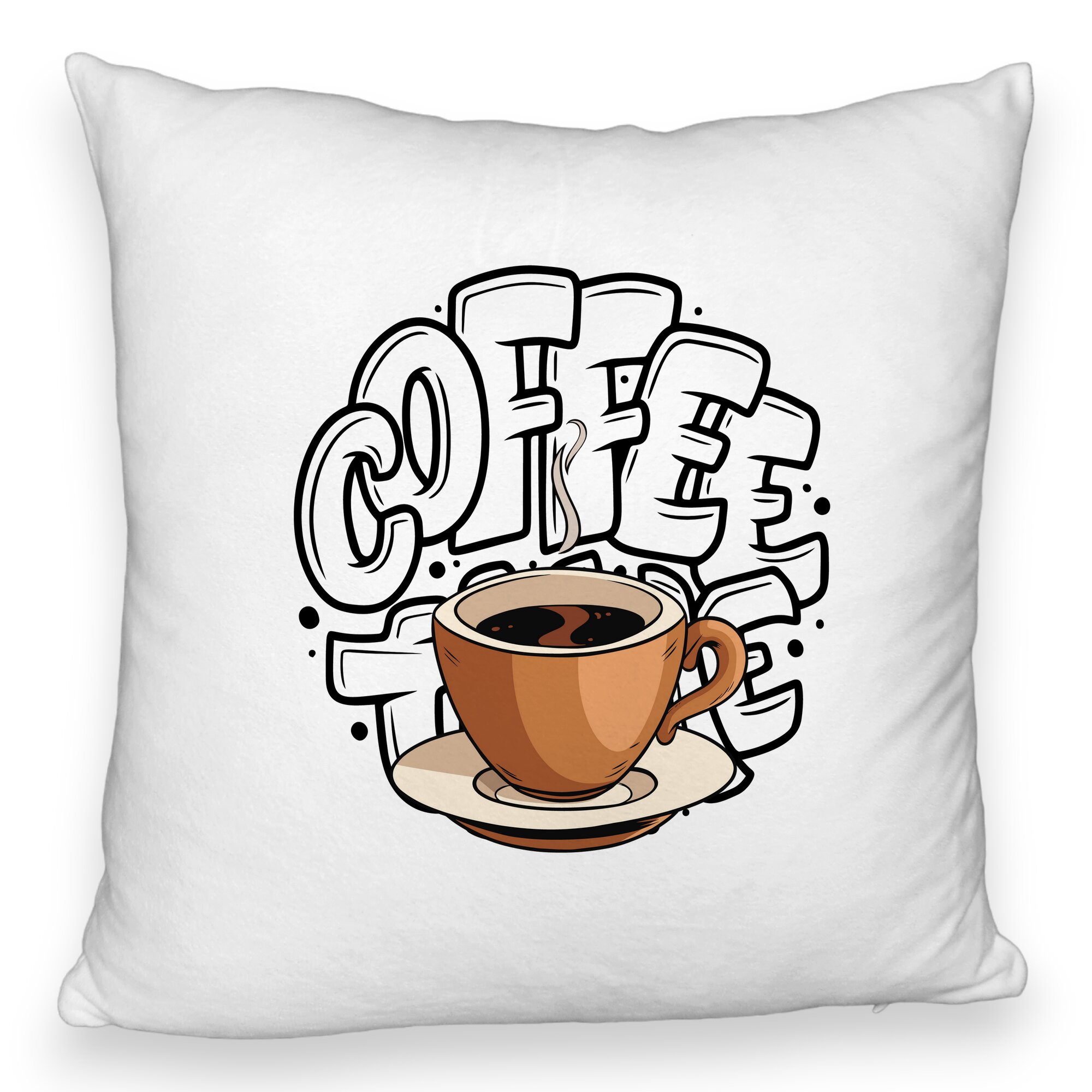 Perna Decorativa Fluffy, Model Coffe Lover, 40x40 cm, Alba, Husa Detasabila, Burduf 5 Perna Decorativa Fluffy