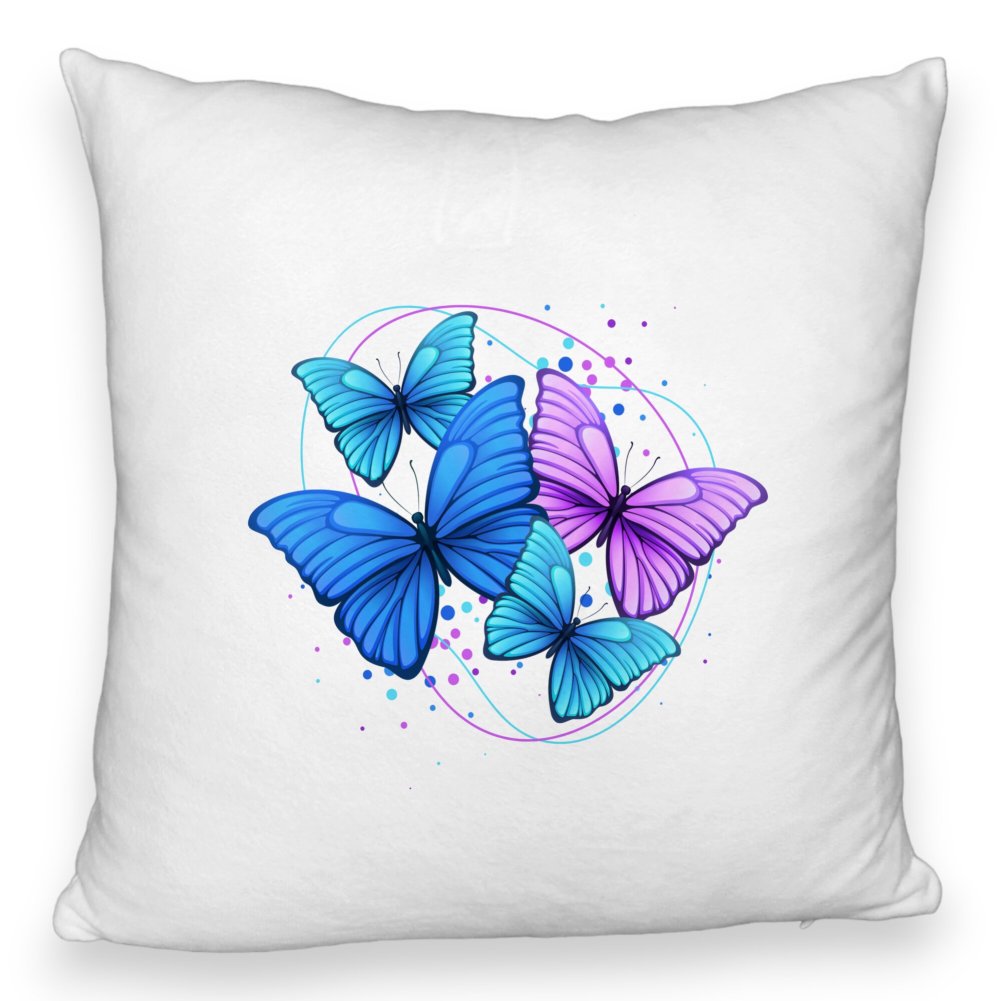 Perna Decorativa Fluffy, Model Colorful Butterflies, 40x40 cm, Alba, Husa Detasabila, Burduf 5 Perna Decorativa Fluffy