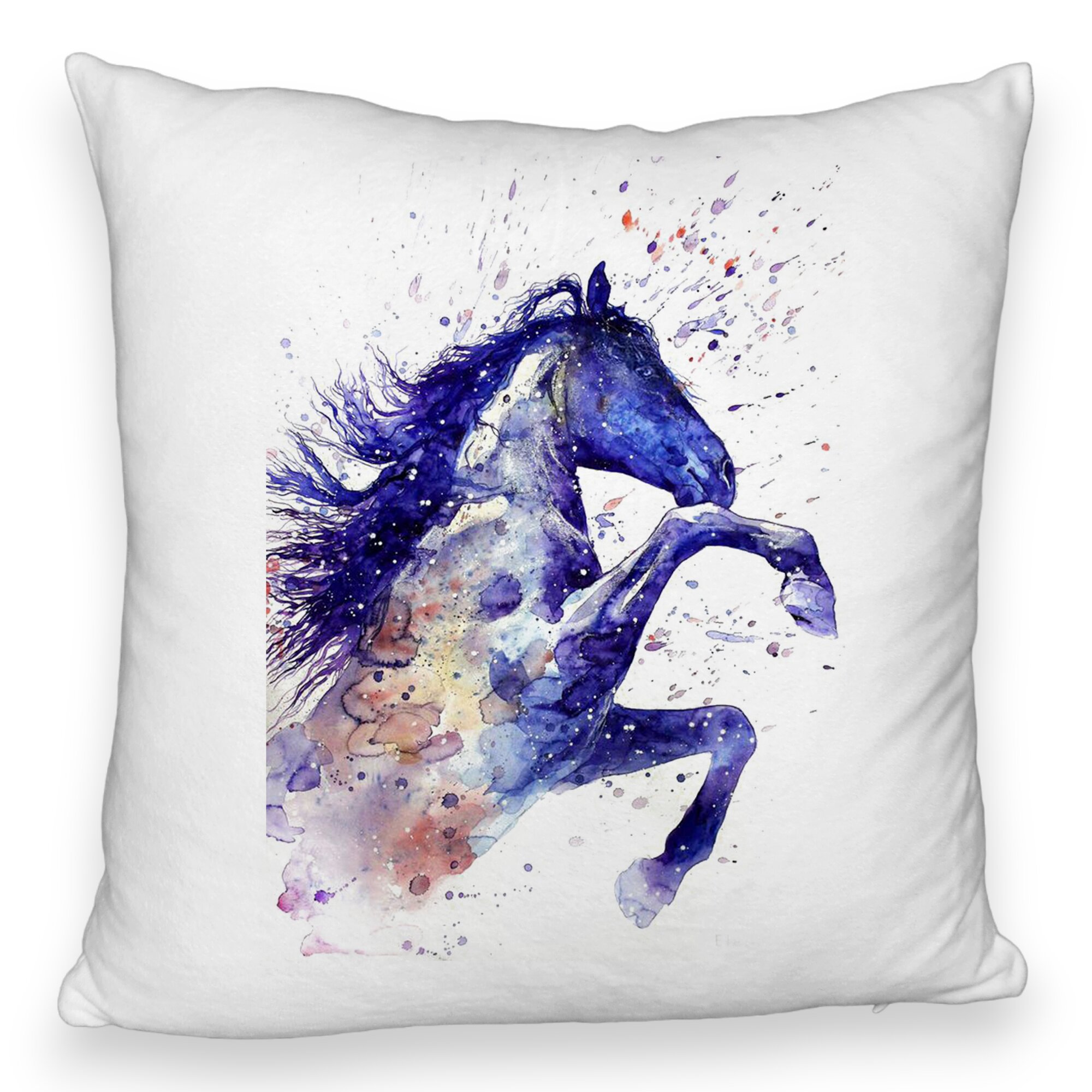 Perna Decorativa Fluffy, Model Colorful Horse, 40x40 cm, Alba, Husa Detasabila, Burduf 5 Perna Decorativa Fluffy