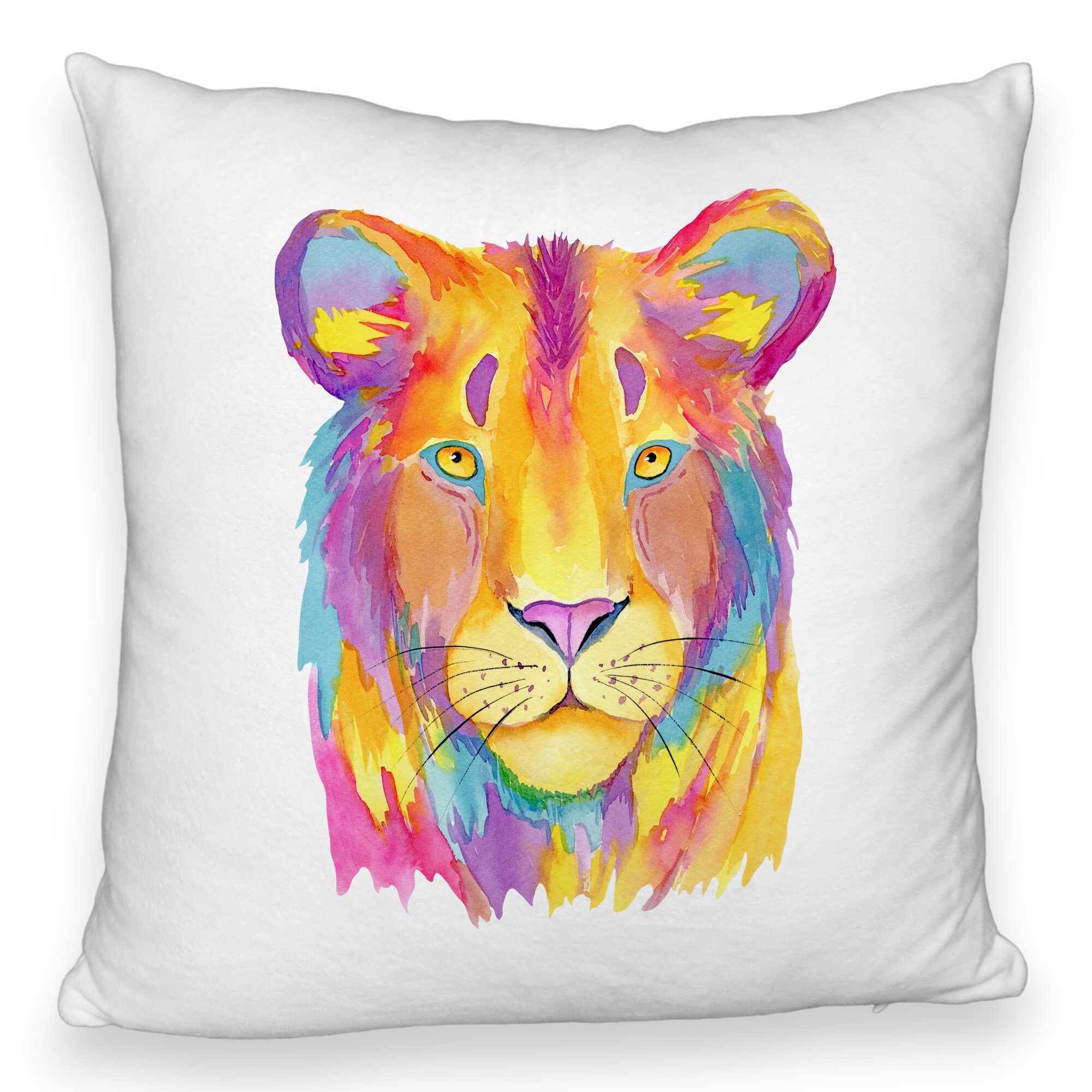 Perna Decorativa Fluffy, Model Colorful Lion, 40x40 cm, Alba, Husa Detasabila, Burduf 5 Perna Decorativa Fluffy