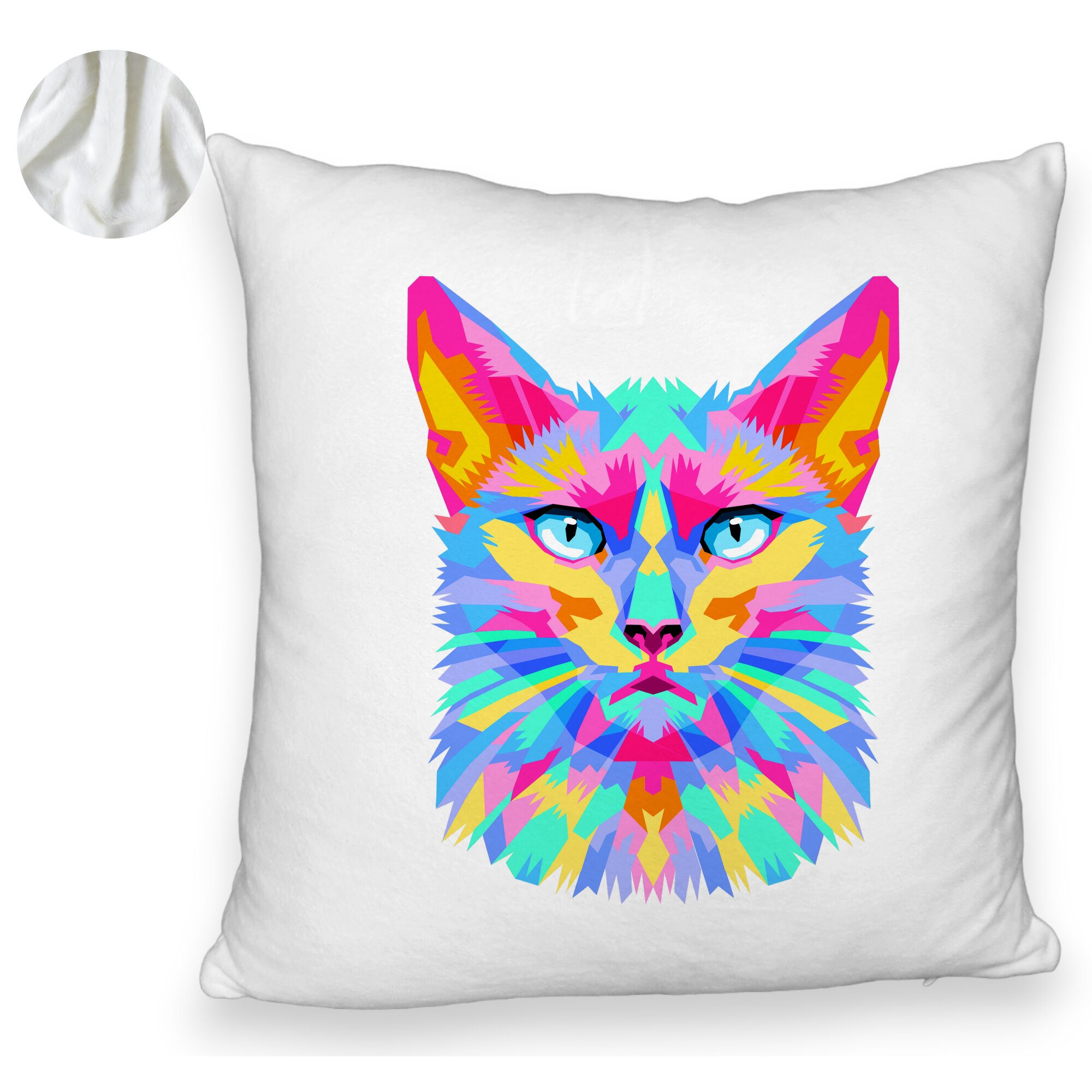 Perna Decorativa Fluffy, Model Contrast Cat, 40x40 cm, Alba, Husa Detasabila, Burduf 5 Perna Decorativa Fluffy
