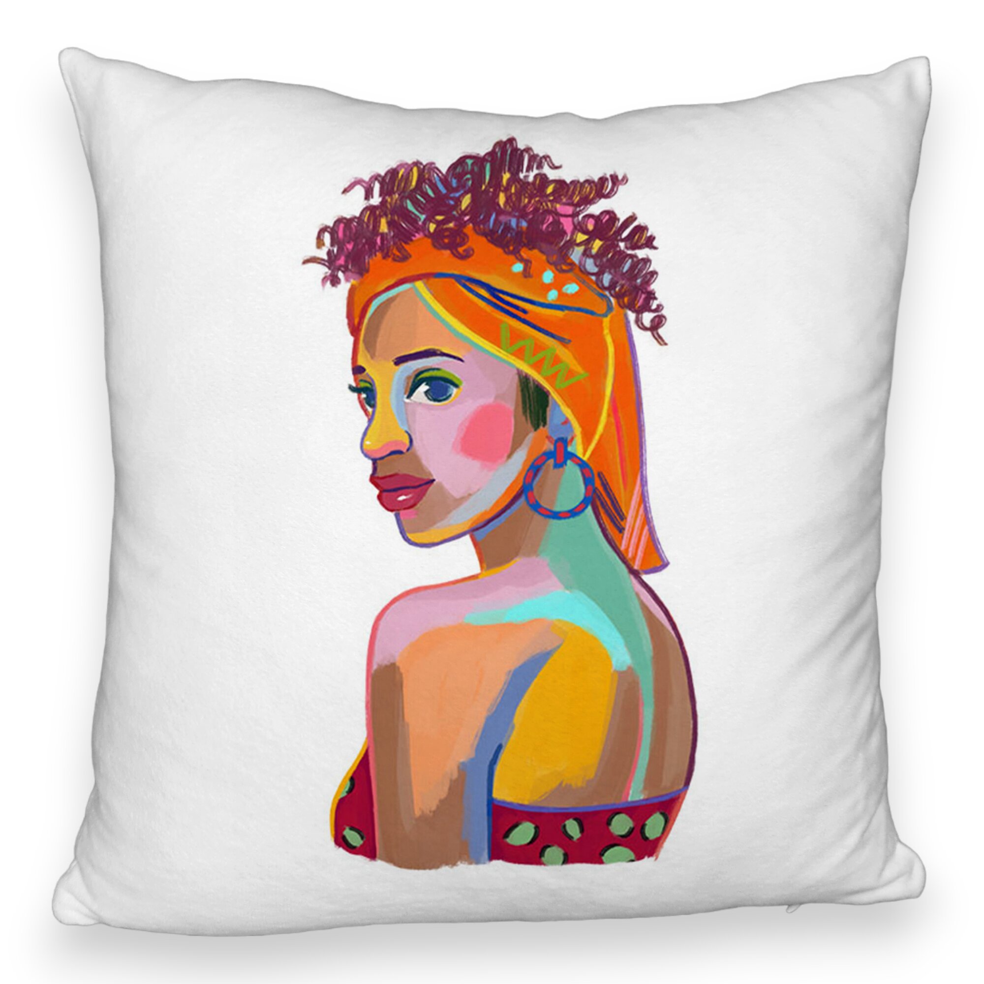 Perna Decorativa Fluffy, Model Curly African, 40x40 cm, Alba, Husa Detasabila, Burduf 6 Model Curly African