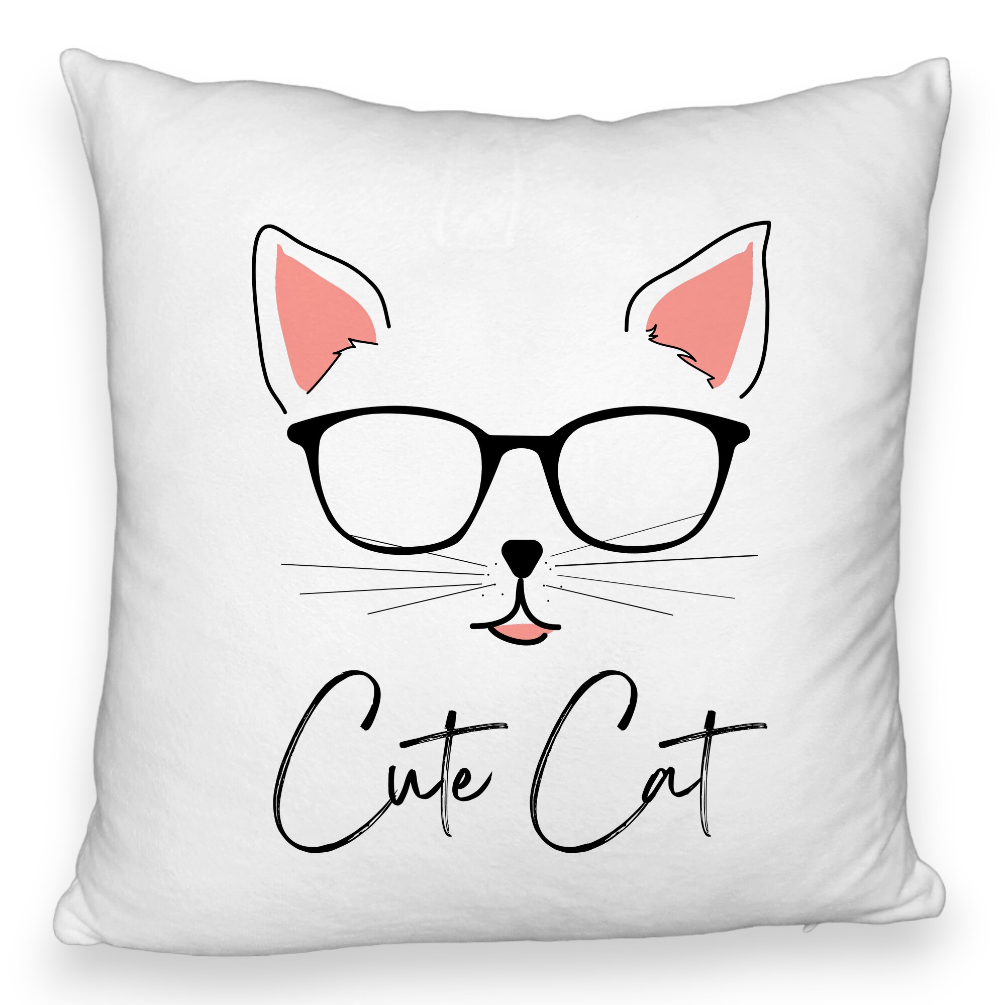 Perna Decorativa Fluffy, Model Cute Cat, 40x40 cm, Alba, Husa Detasabila, Burduf 6 Model Cute Cat