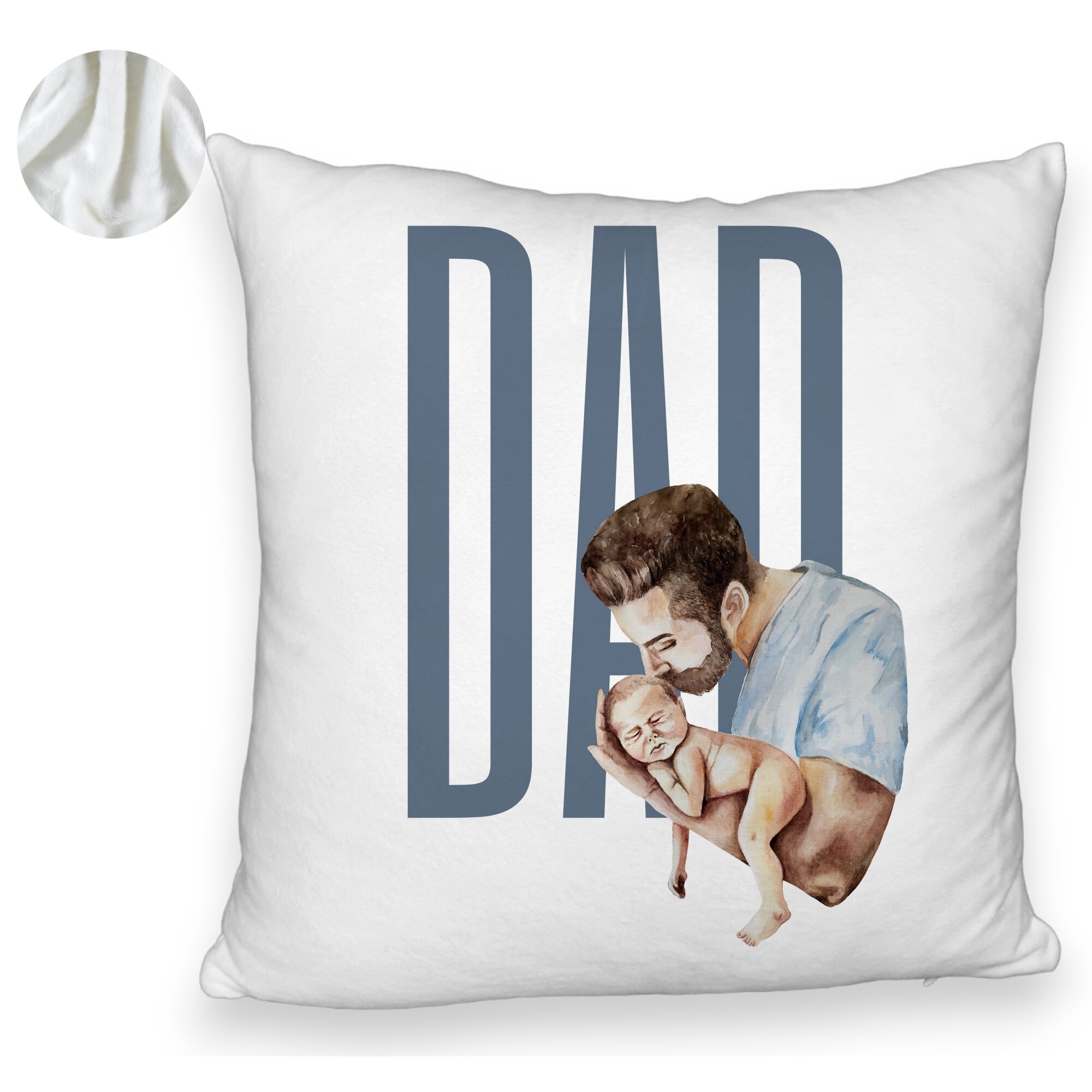 Perna Decorativa Fluffy, Model Dad's Love, 40x40 cm, Alba, Husa Detasabila, Burduf 6 Model Dad's Love