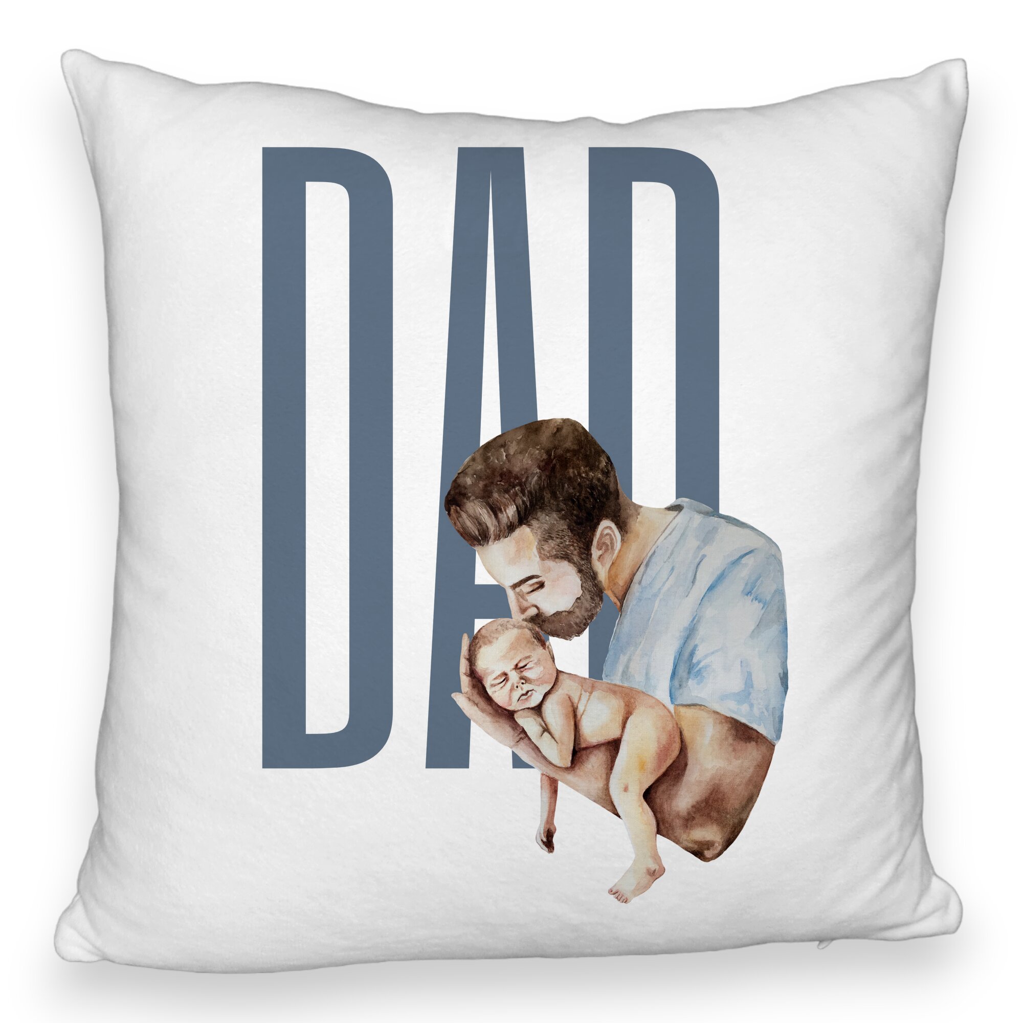 Perna Decorativa Fluffy, Model Dad's Love, 40x40 cm, Alba, Husa Detasabila, Burduf 5 Perna Decorativa Fluffy