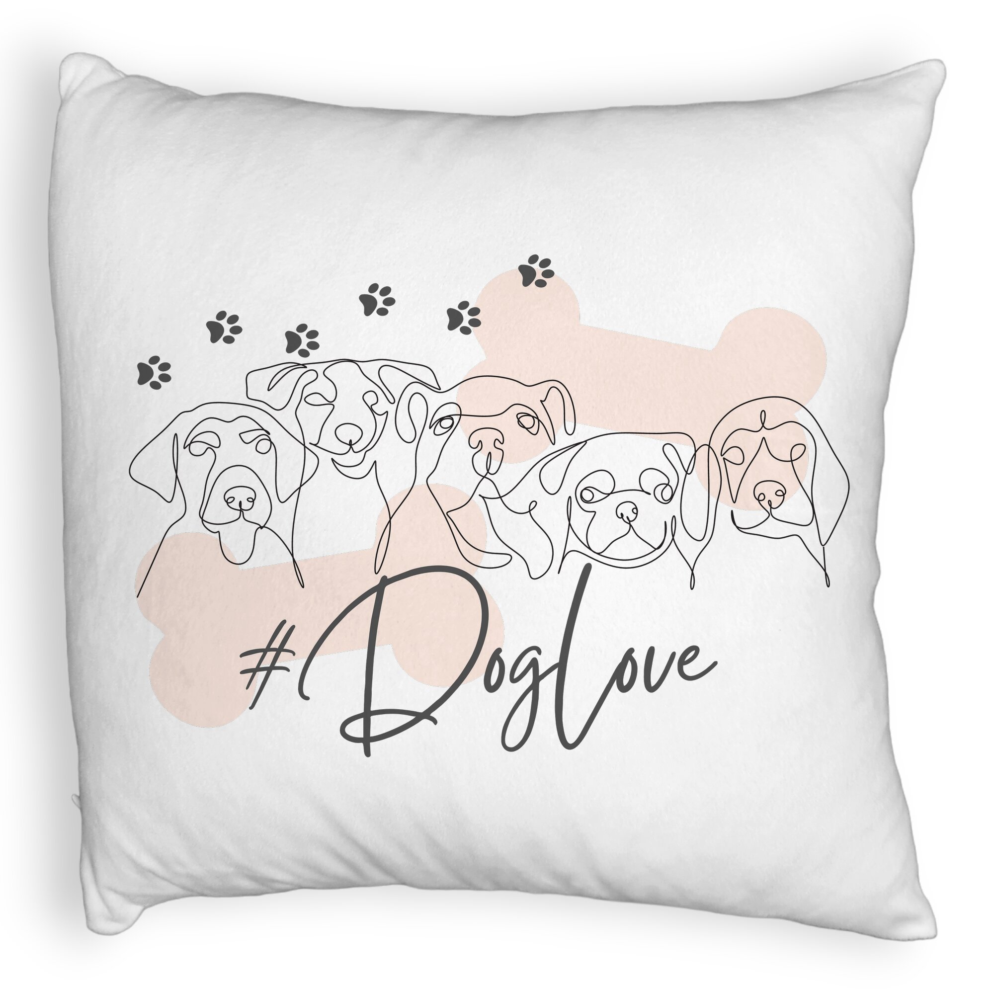 Perna Decorativa Fluffy, Model Dog Love, 40x40 cm, Alba, Husa Detasabila, Burduf 6 Model Dog Love