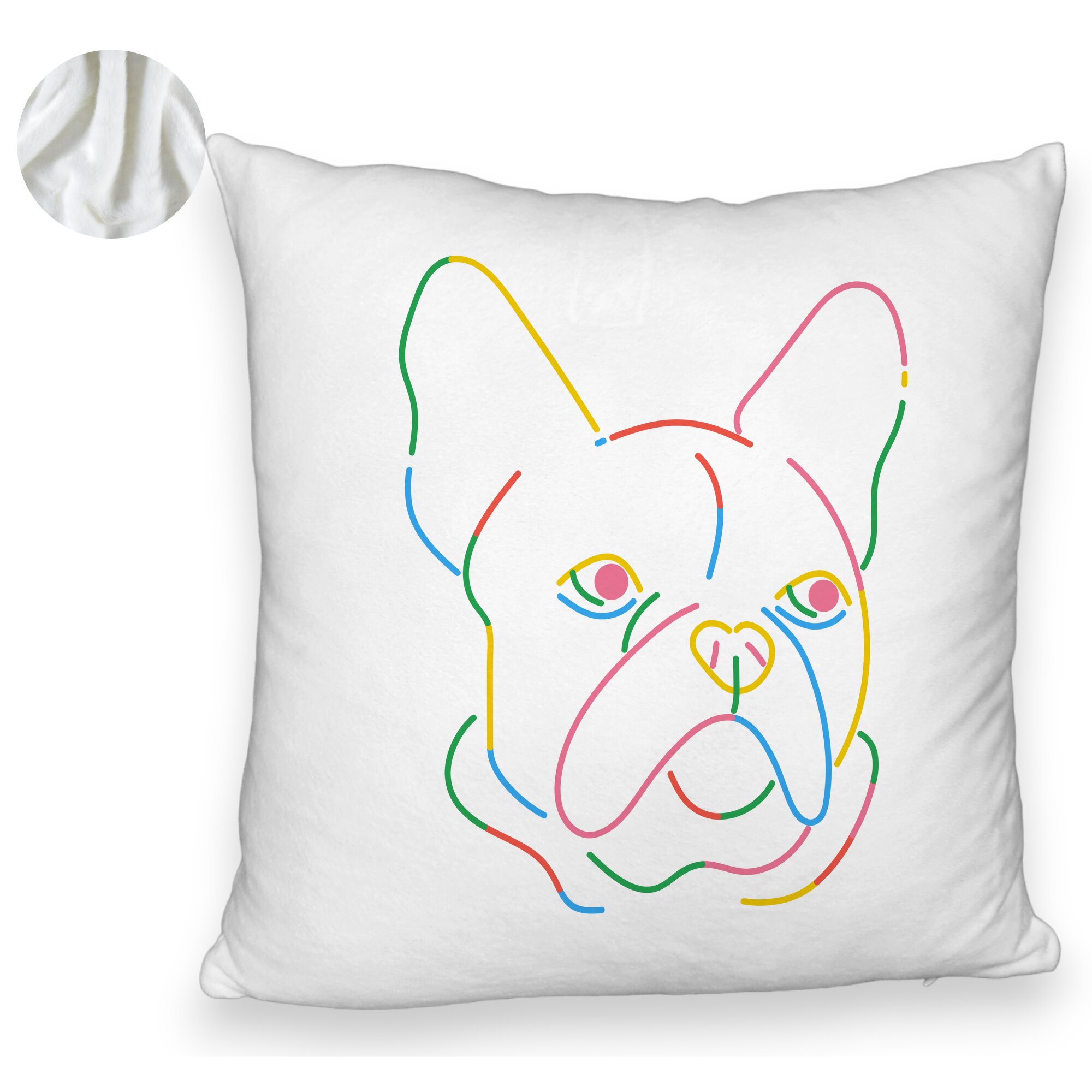 Perna Decorativa Fluffy, Model Doggo MultiColor, 40x40 cm, Alba, Husa Detasabila, Burduf 6 Model Doggo MultiColor
