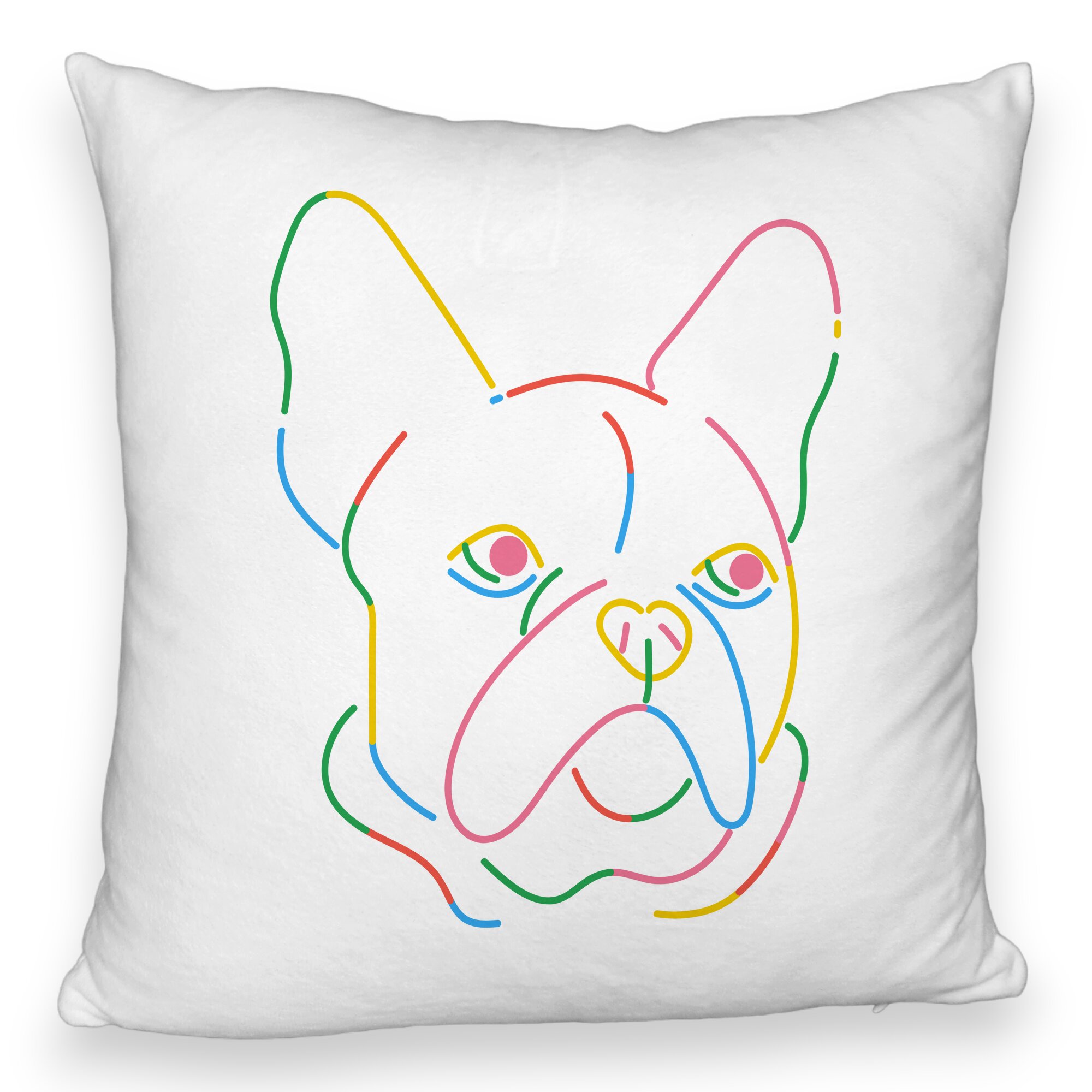 Perna Decorativa Fluffy, Model Doggo MultiColor, 40x40 cm, Alba, Husa Detasabila, Burduf 5 Perna Decorativa Fluffy