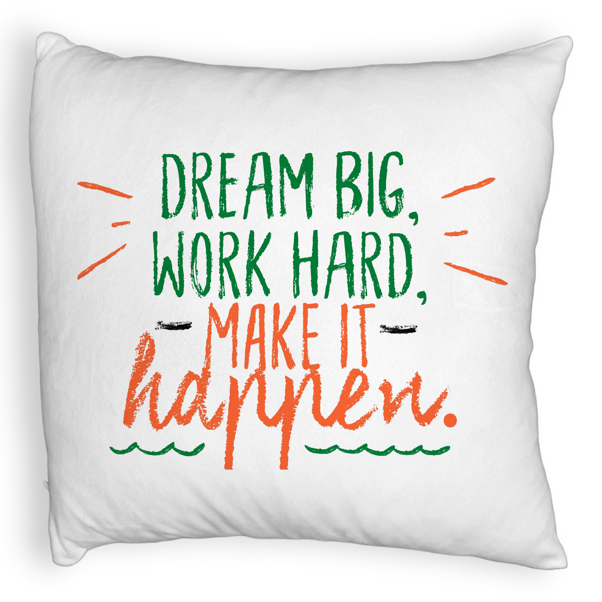 Perna Decorativa Fluffy, Model Dream Big Work Hard Make it Happen, 40x40 cm, Alba, Husa Detasabila, Burduf 6 Model Dream Big Work Hard Make it Happen