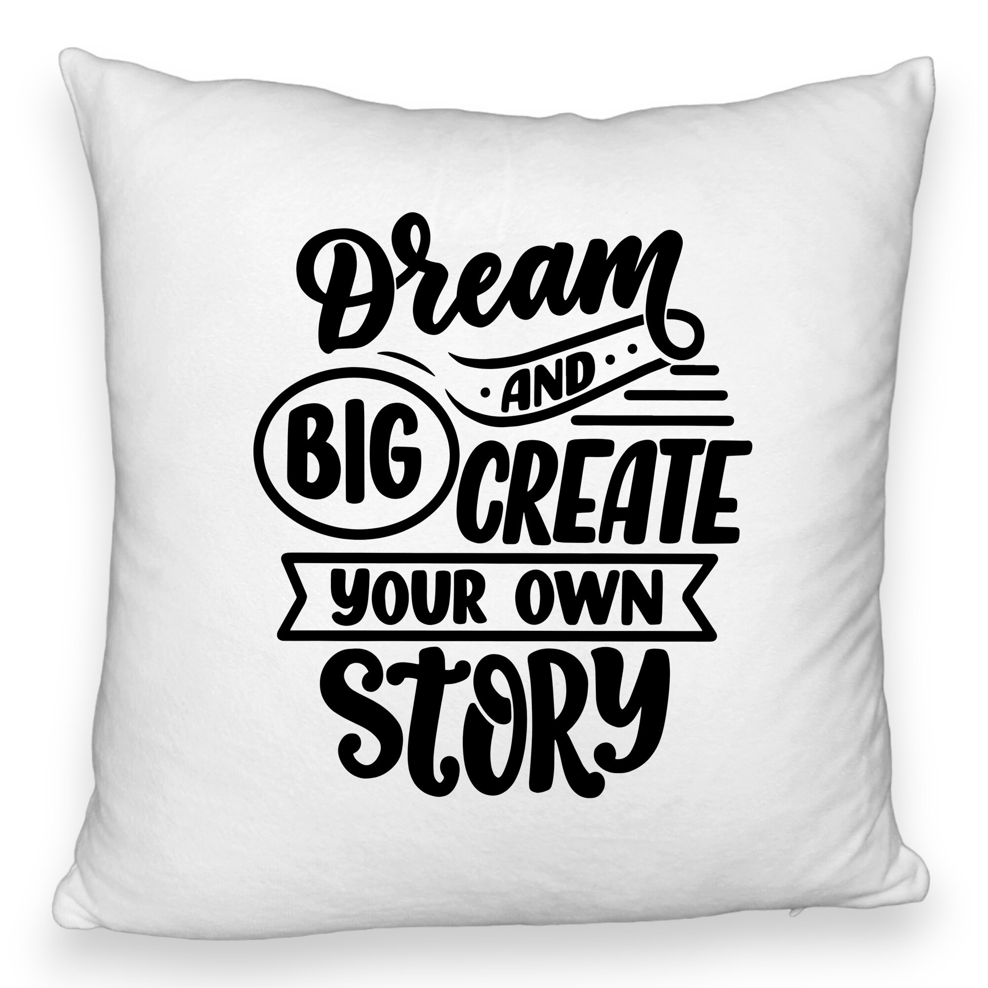 Perna Decorativa Fluffy, Model Dream Big and Create Your Own Story, 40x40 cm, Alba, Husa Detasabila, Burduf 5 Perna Decorativa Fluffy