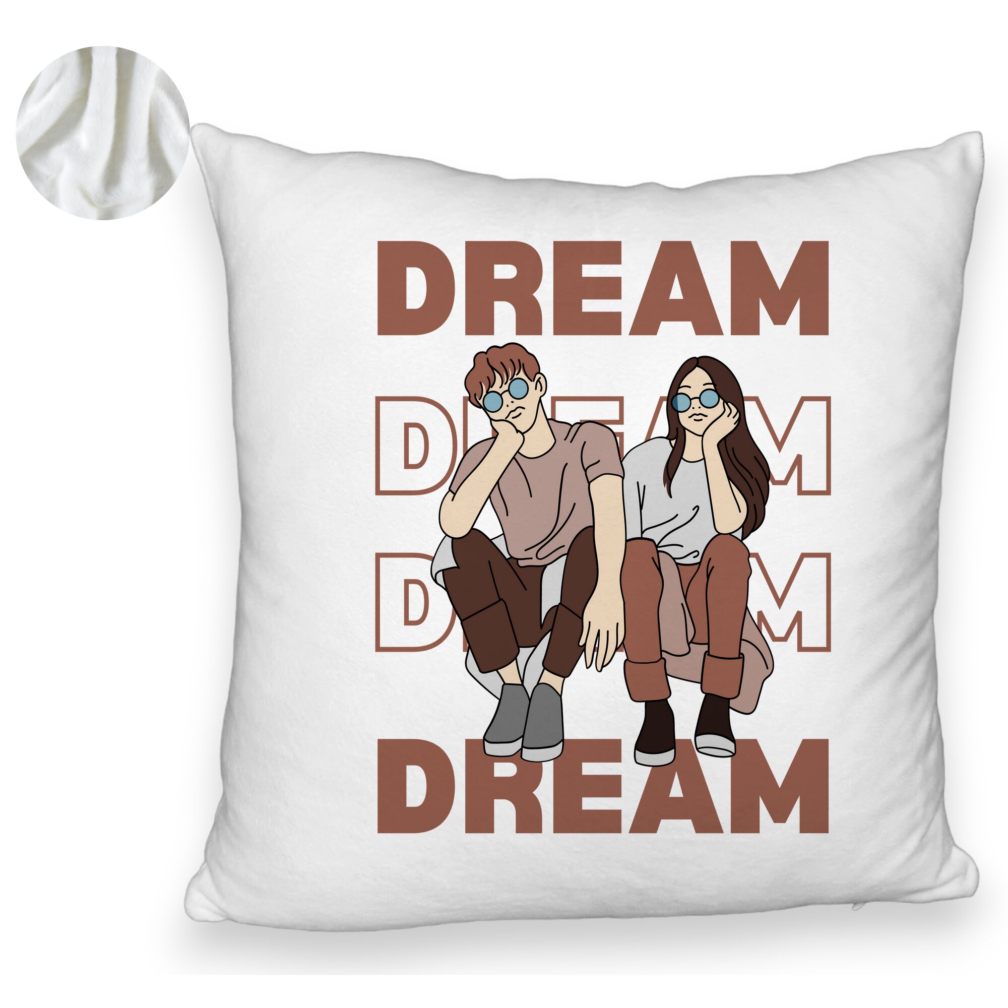 Perna Decorativa Fluffy, Model Dream Friends, 40x40 cm, Alba, Husa Detasabila, Burduf 6 Model Dream Friends