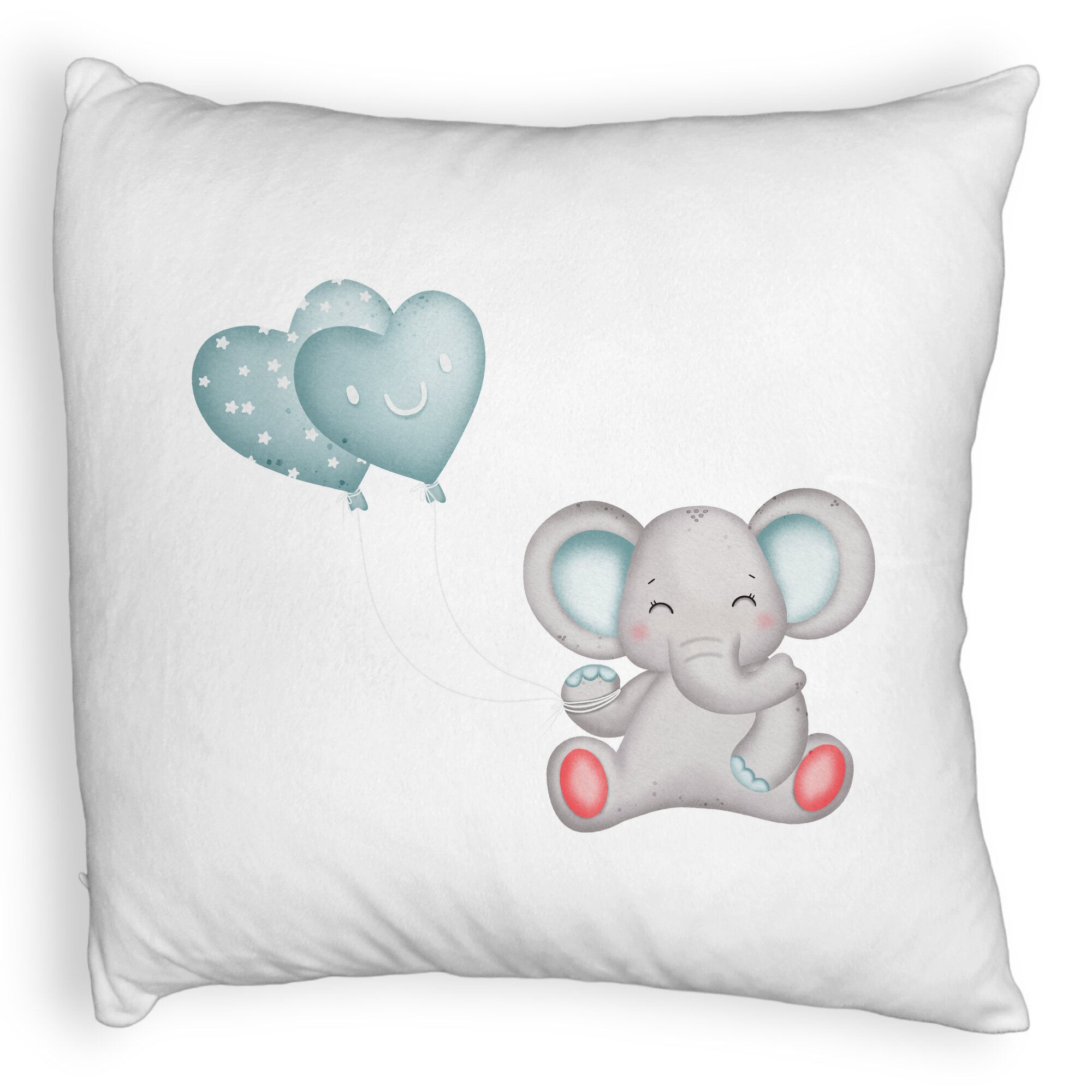 Perna Decorativa Fluffy, Model Elefant si baloane in forma de inimioare, 40x40 cm, Alba, Husa Detasabila, Burduf 5 Perna Decorativa Fluffy