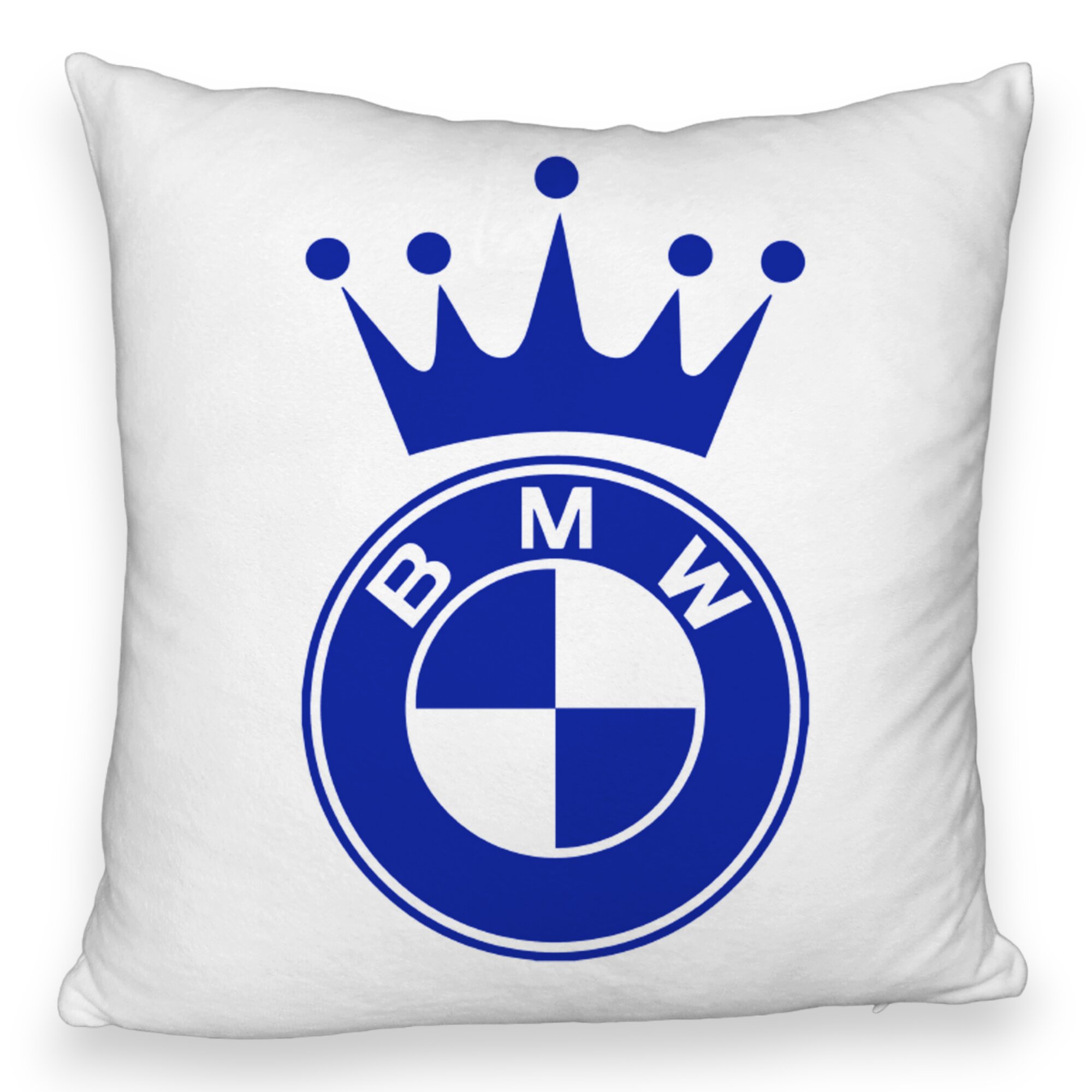 Perna Decorativa Fluffy, Model Emblema BMW King, 40x40 cm, Alba, Husa Detasabila, Burduf 6 Model Emblema BMW King