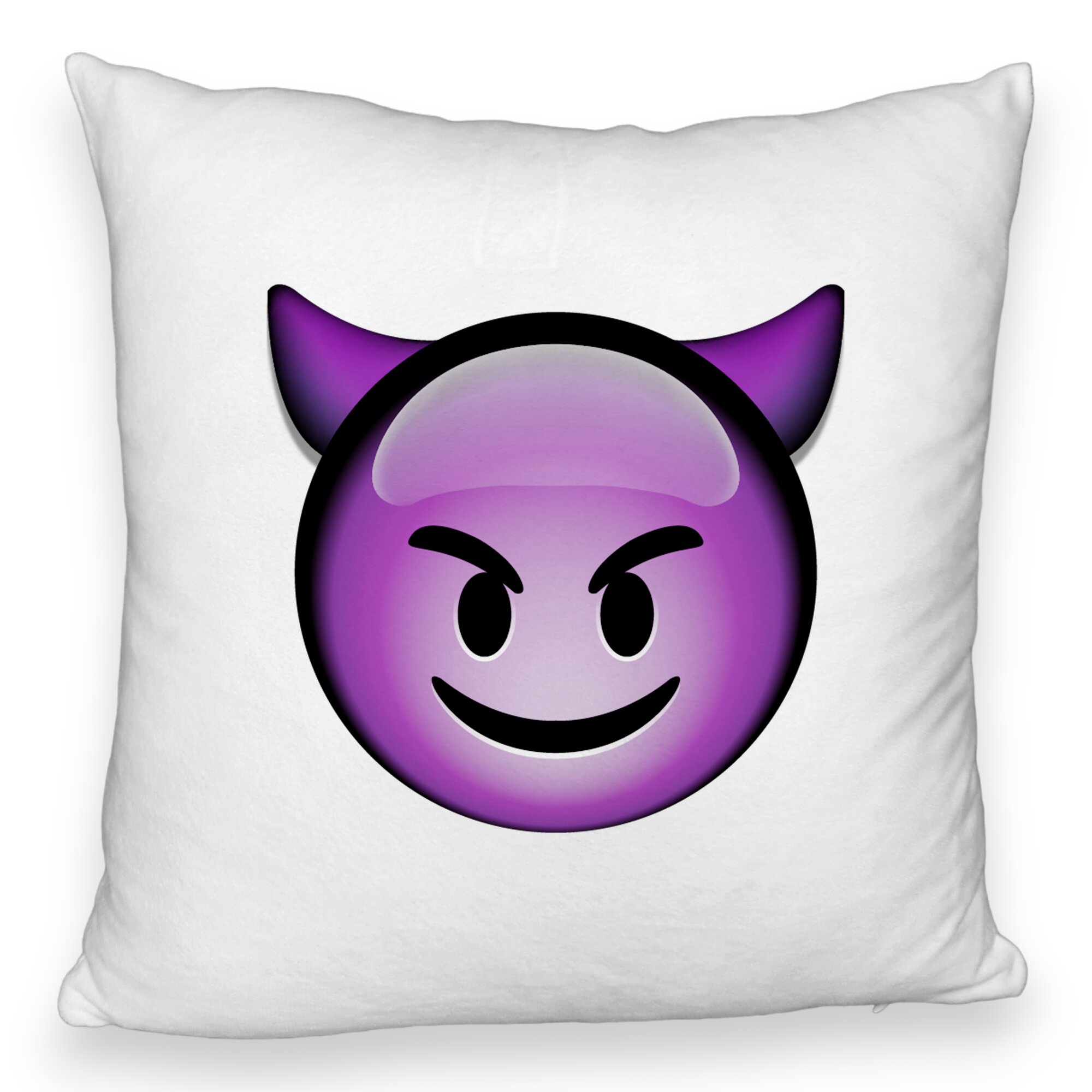 Perna Decorativa Fluffy, Model Emoji Diavol, 40x40 cm, Alba, Husa Detasabila, Burduf 5 Perna Decorativa Fluffy