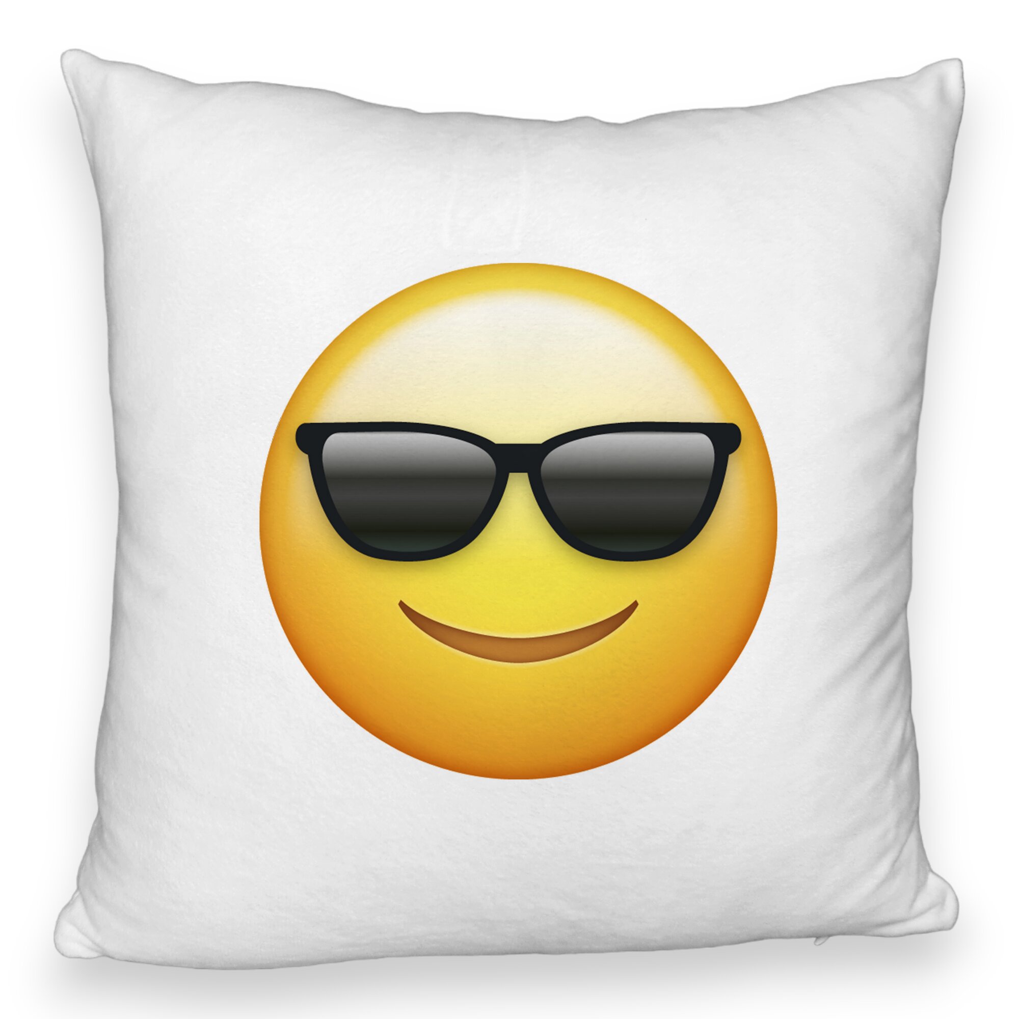 Perna Decorativa Fluffy, Model Emoji Fata cu Ochelari, 40x40 cm, Alba, Husa Detasabila, Burduf 5 Perna Decorativa Fluffy