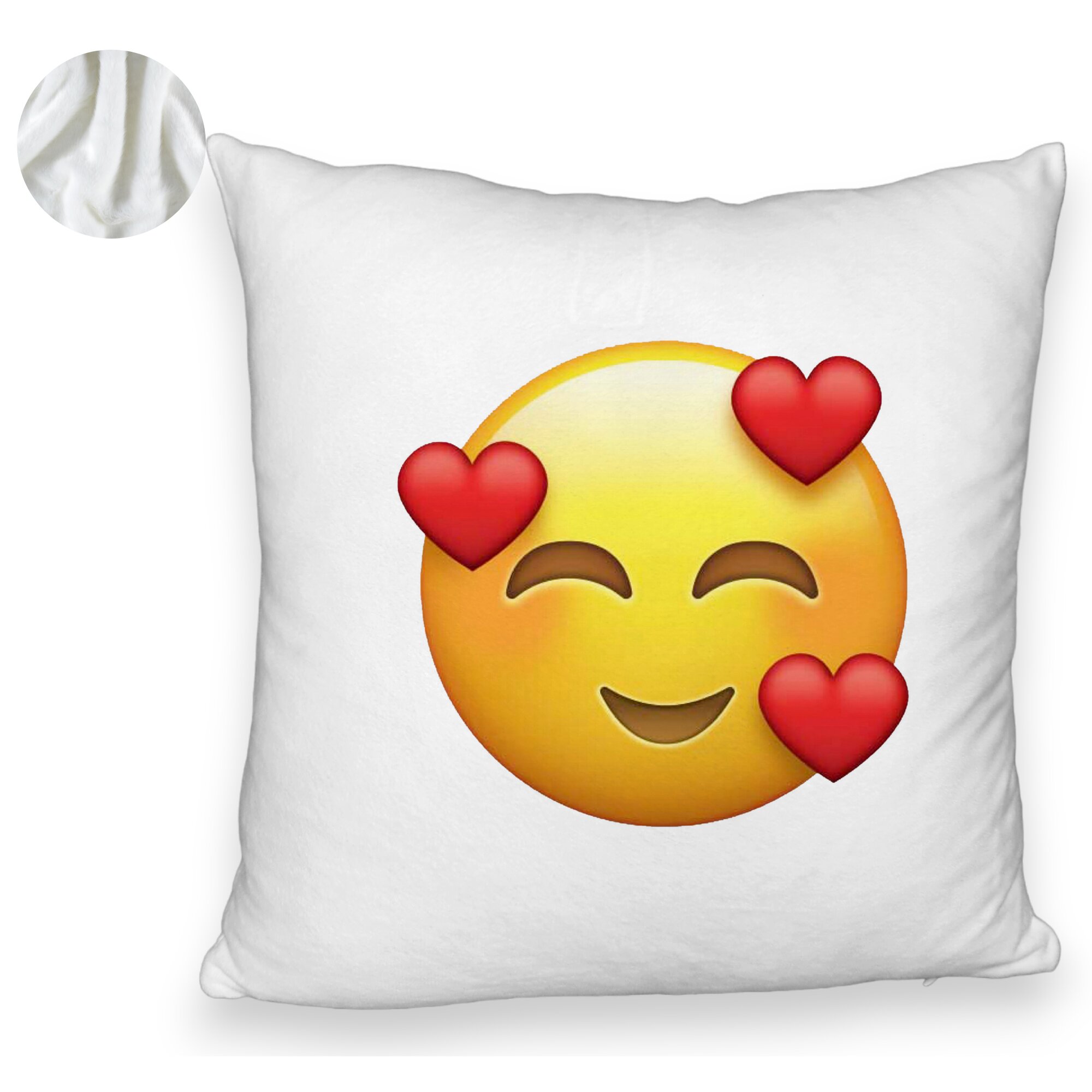Perna Decorativa Fluffy, Model Emoji In Love, 40x40 cm, Alba, Husa Detasabila, Burduf 6 Model Emoji In Love