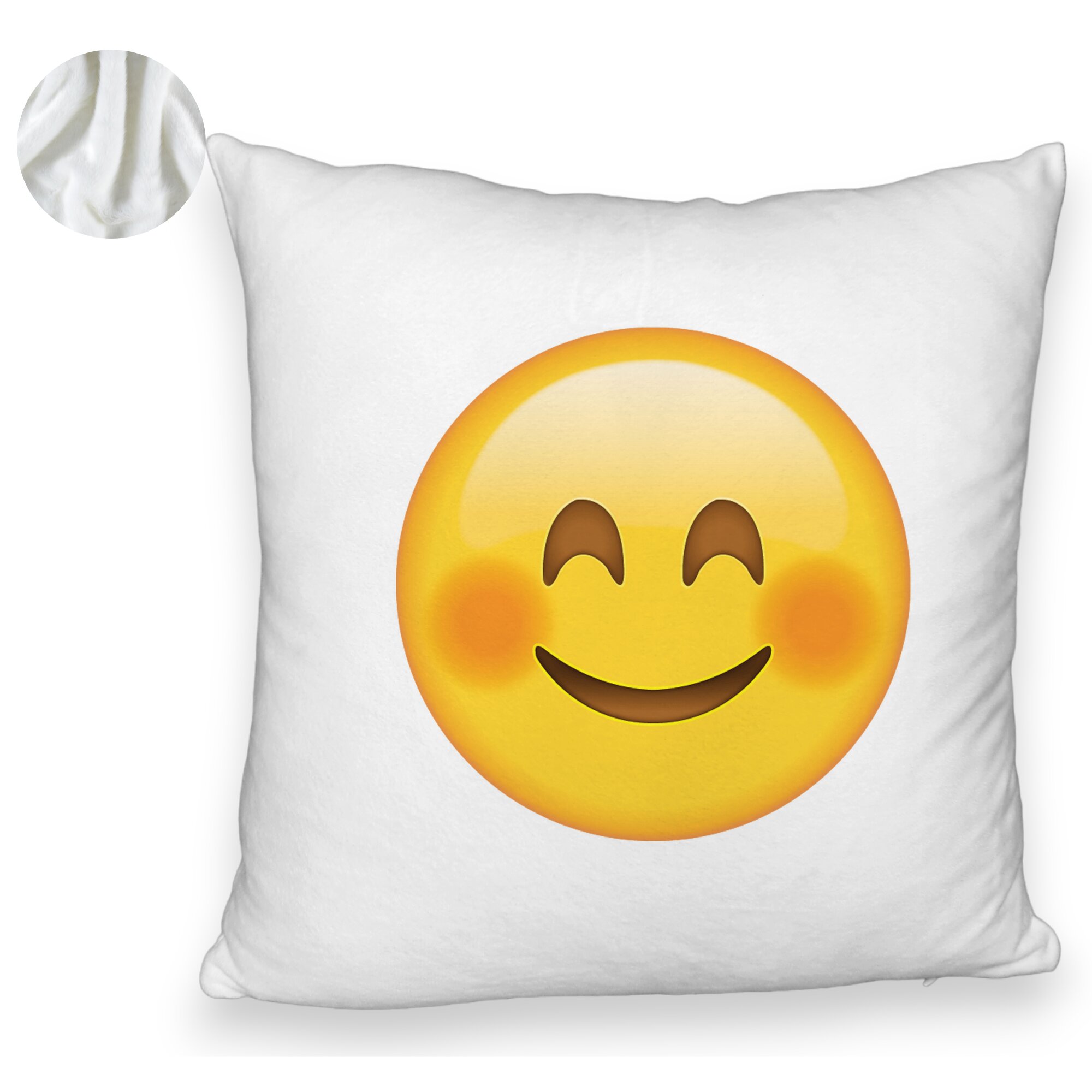 Perna Decorativa Fluffy, Model Emoji Rusinos, 40x40 cm, Alba, Husa Detasabila, Burduf 6 Model Emoji Rusinos