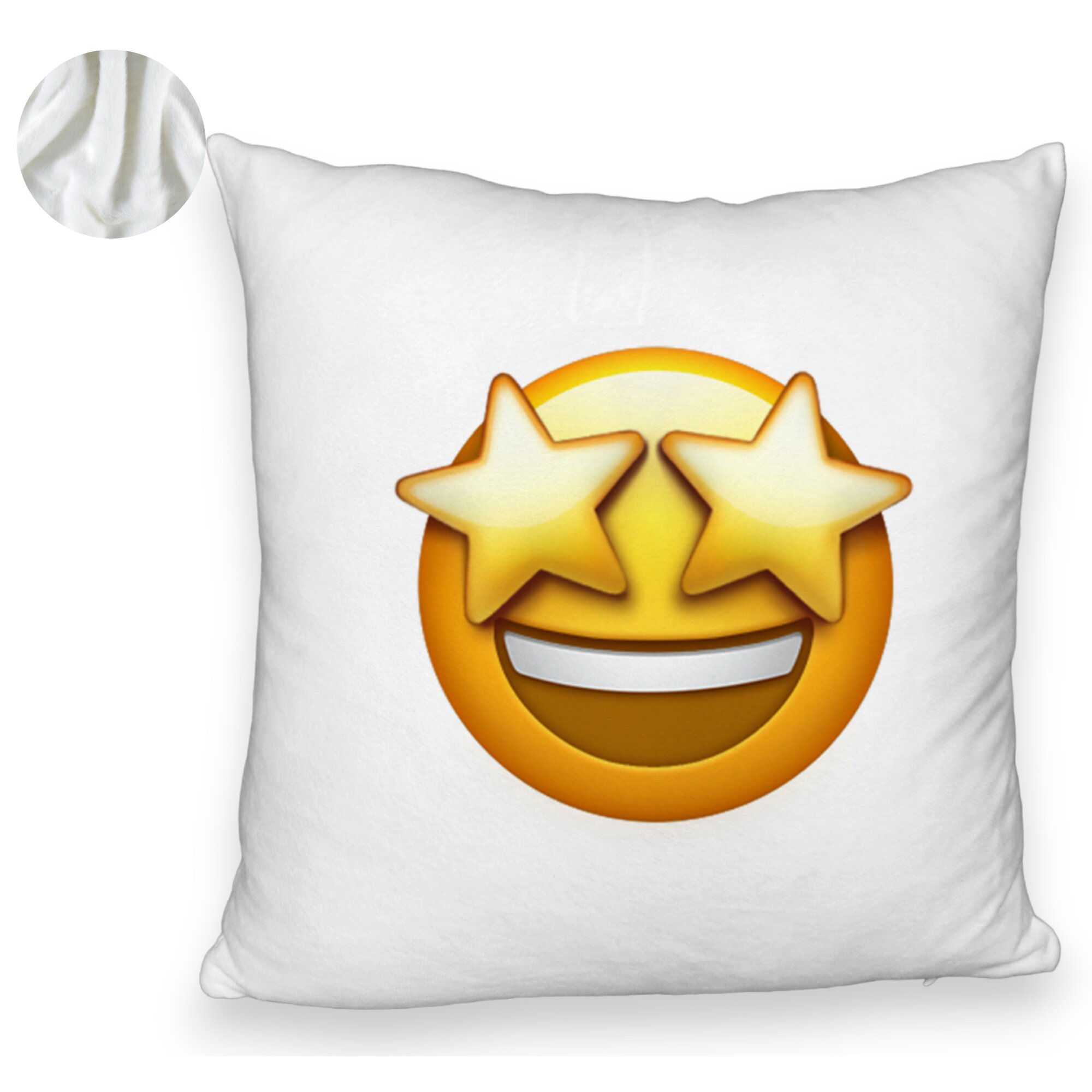 Perna Decorativa Fluffy, Model Emoji WOW, 40x40 cm, Alba, Husa Detasabila, Burduf 6 Model Emoji WOW