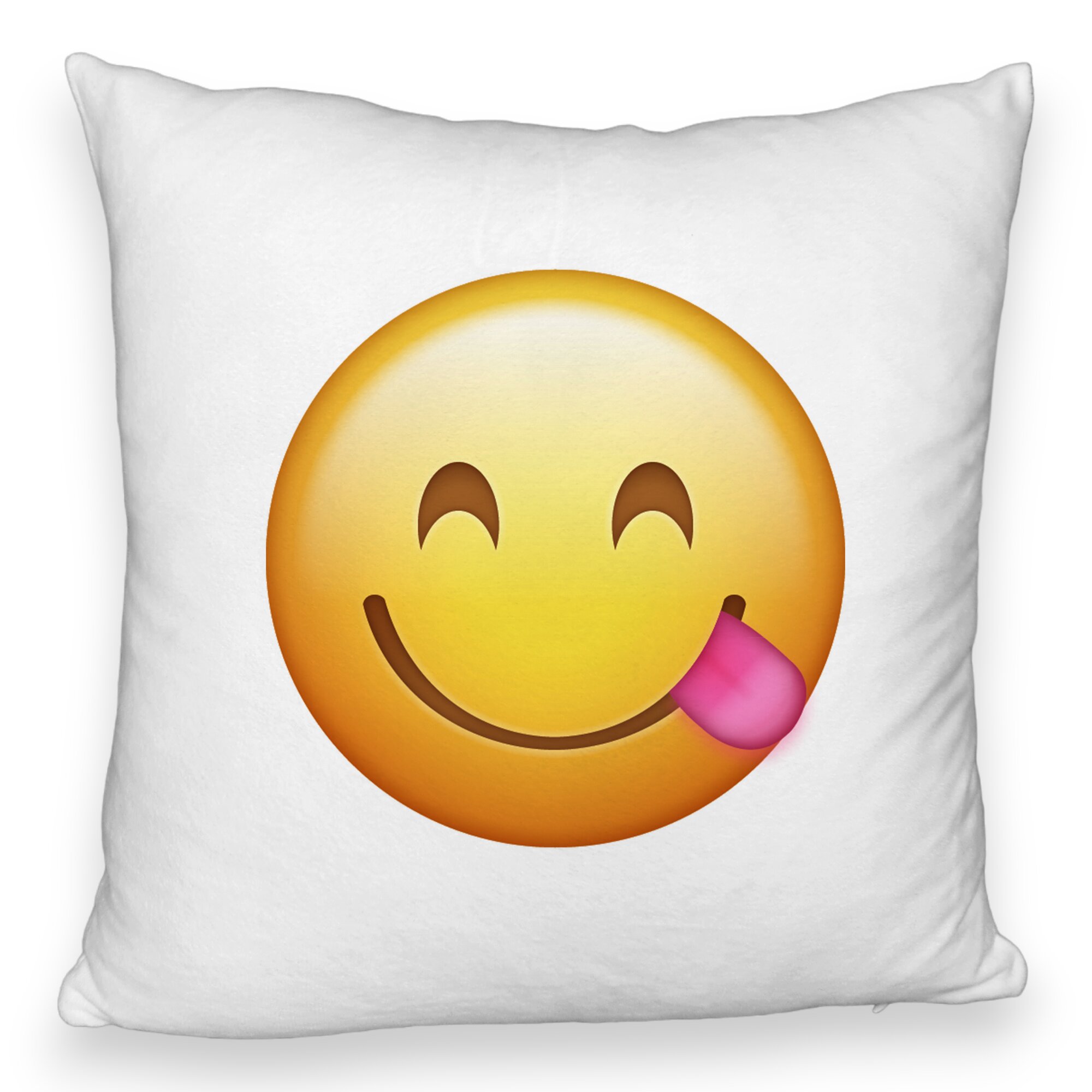 Perna Decorativa Fluffy, Model Emoji cu Limba, 40x40 cm, Alba, Husa Detasabila, Burduf 5 Perna Decorativa Fluffy