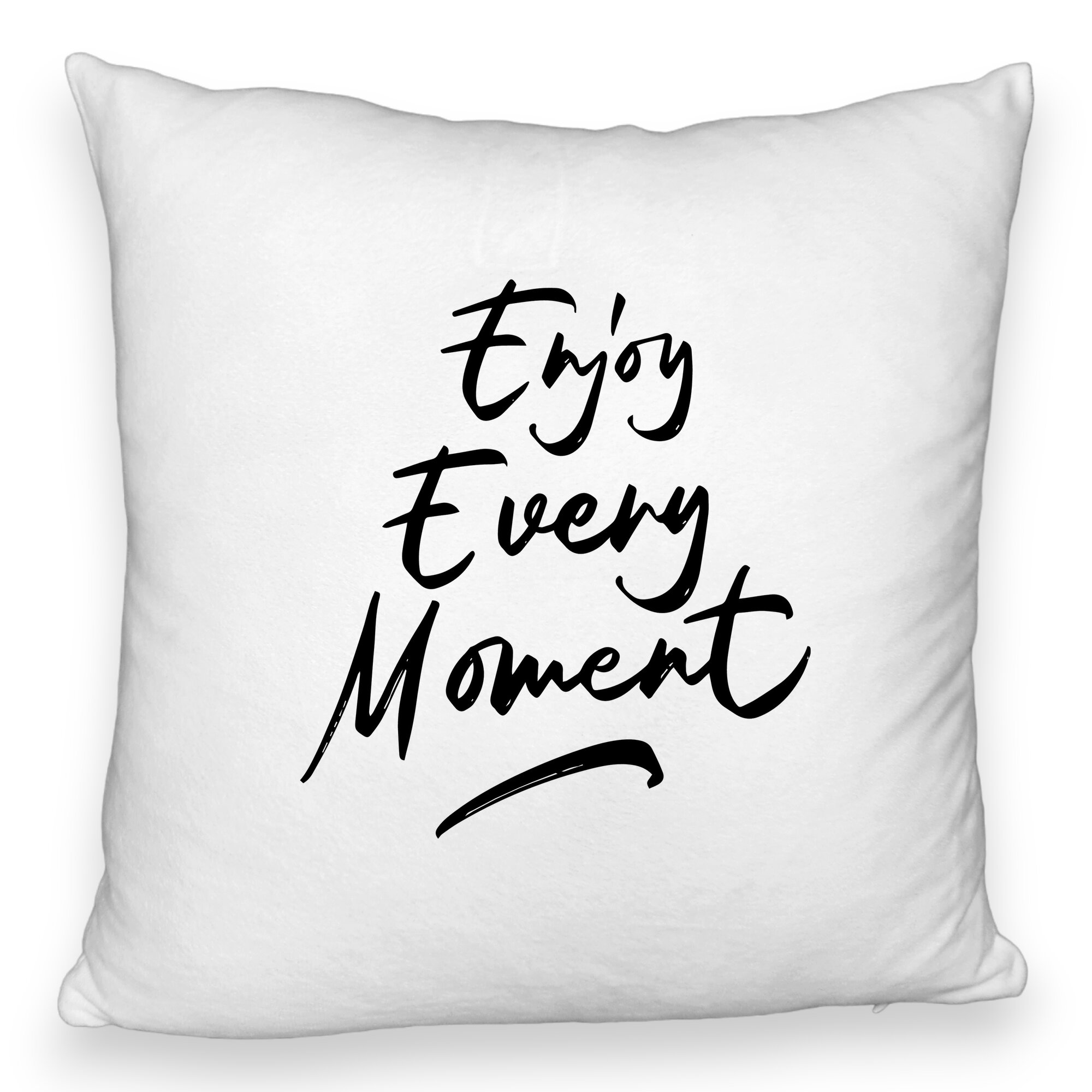 Perna Decorativa Fluffy, Model Enjoy Every Moment, 40x40 cm, Alba, Husa Detasabila, Burduf 5 Perna Decorativa Fluffy