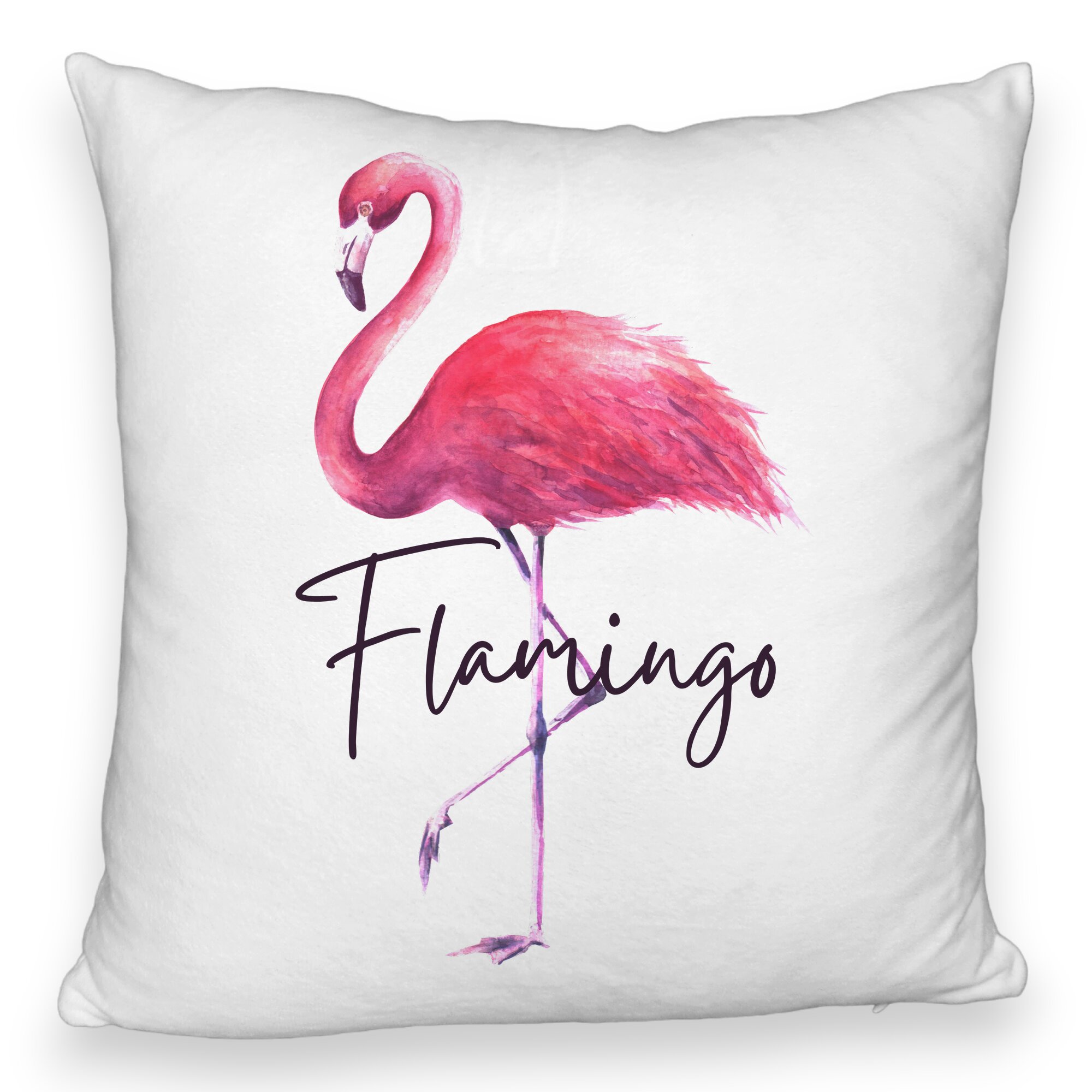 Perna Decorativa Fluffy, Model Flamingo, 40x40 cm, Alba, Husa Detasabila, Burduf 6 Model Flamingo