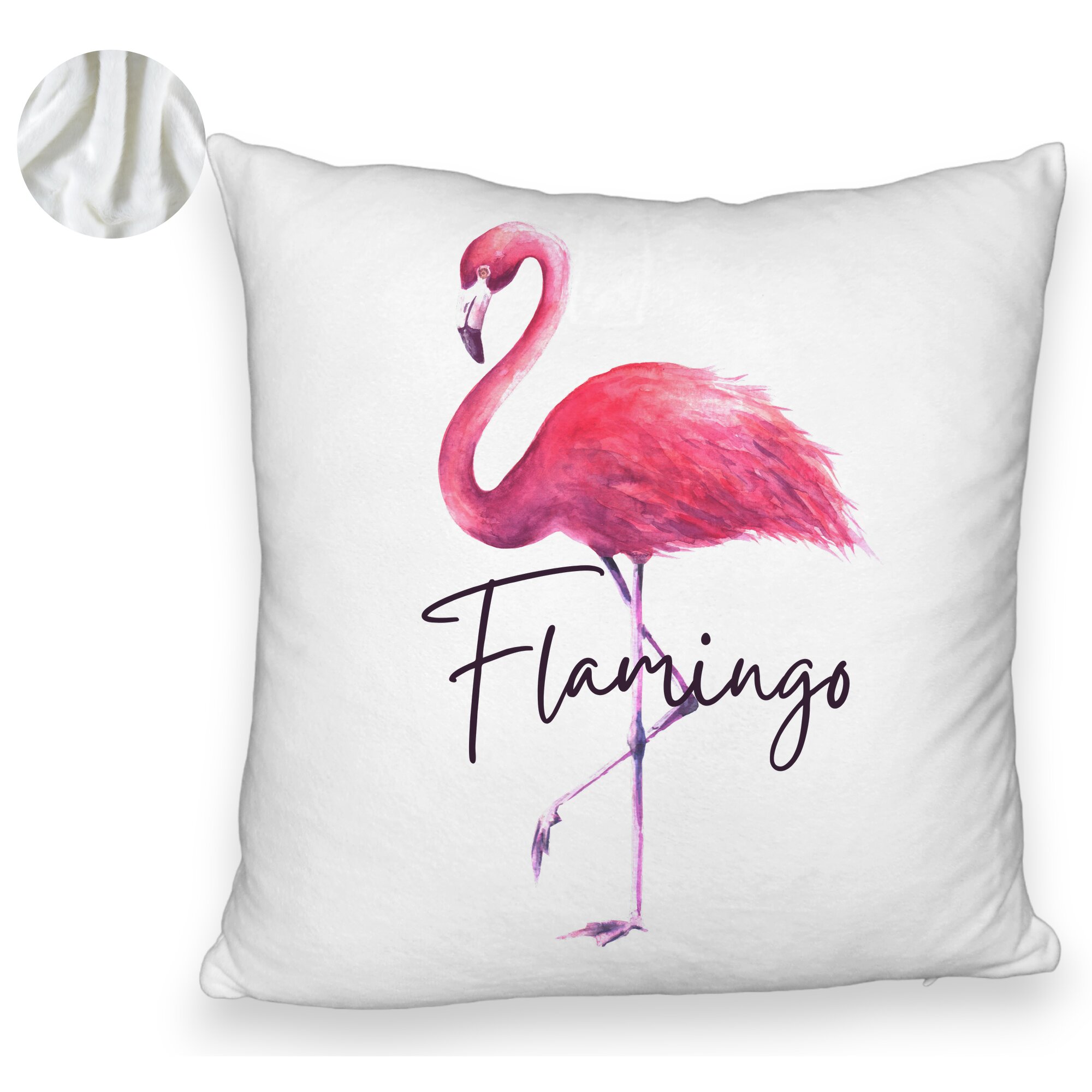 Perna Decorativa Fluffy, Model Flamingo, 40x40 cm, Alba, Husa Detasabila, Burduf 5 Perna Decorativa Fluffy