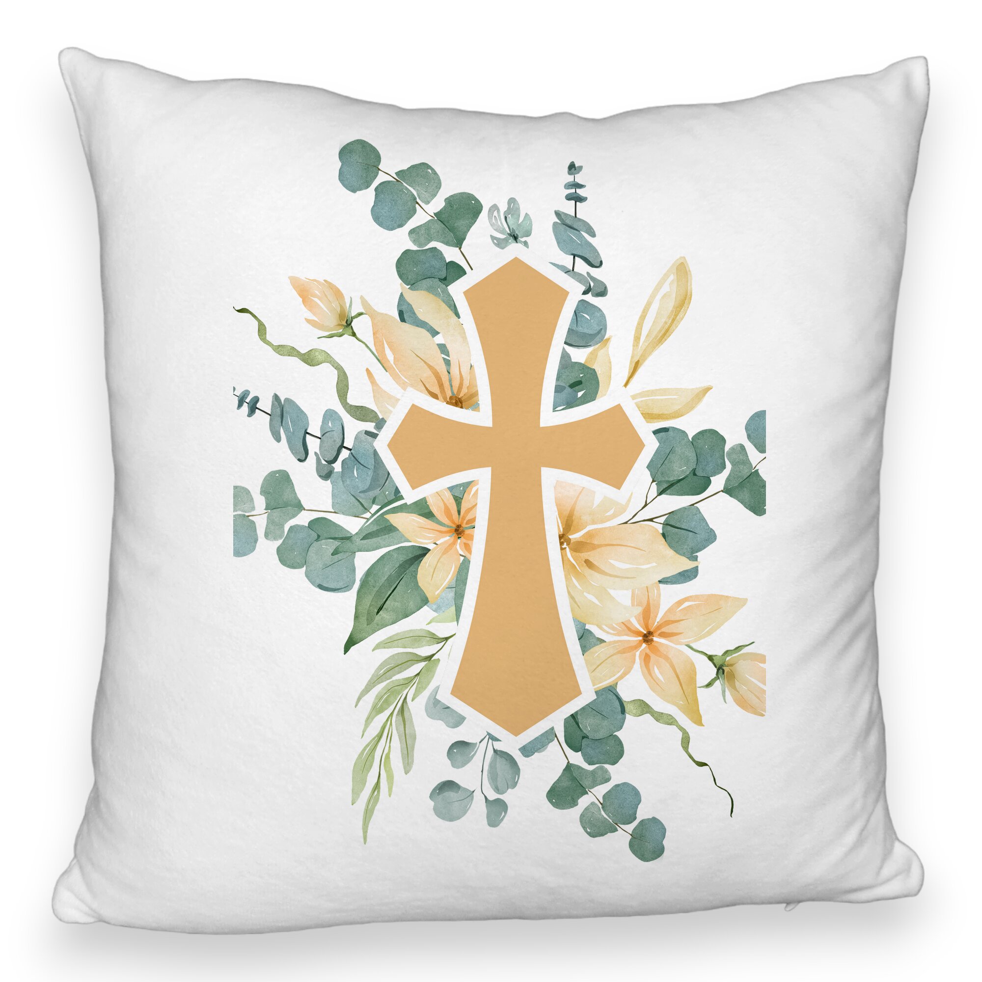 Perna Decorativa Fluffy, Model Florala cu Cruce, 40x40 cm, Alba, Husa Detasabila, Burduf 6 Model Florala cu Cruce