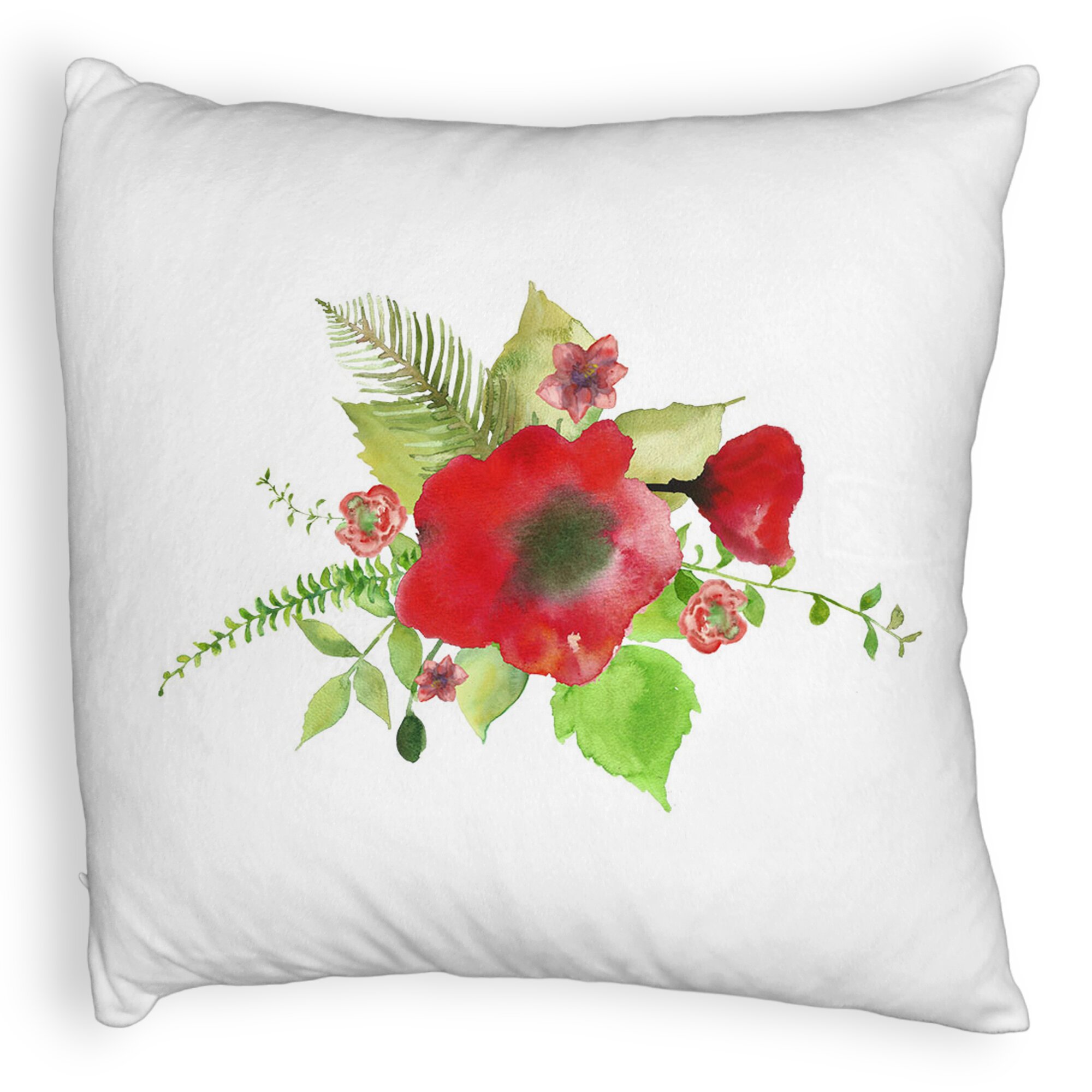 Perna Decorativa Fluffy, Model Florale Mac, 40x40 cm, Alba, Husa Detasabila, Burduf 6 Model Florale Mac