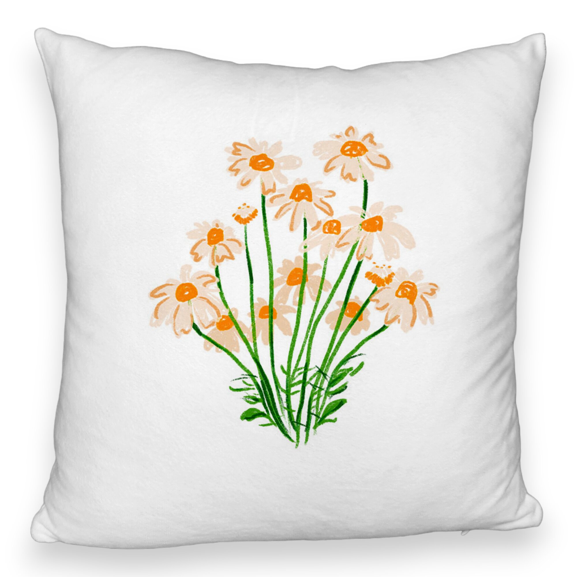 Perna Decorativa Fluffy, Model Florale Margarete, 40x40 cm, Alba, Husa Detasabila, Burduf 6 Model Florale Margarete