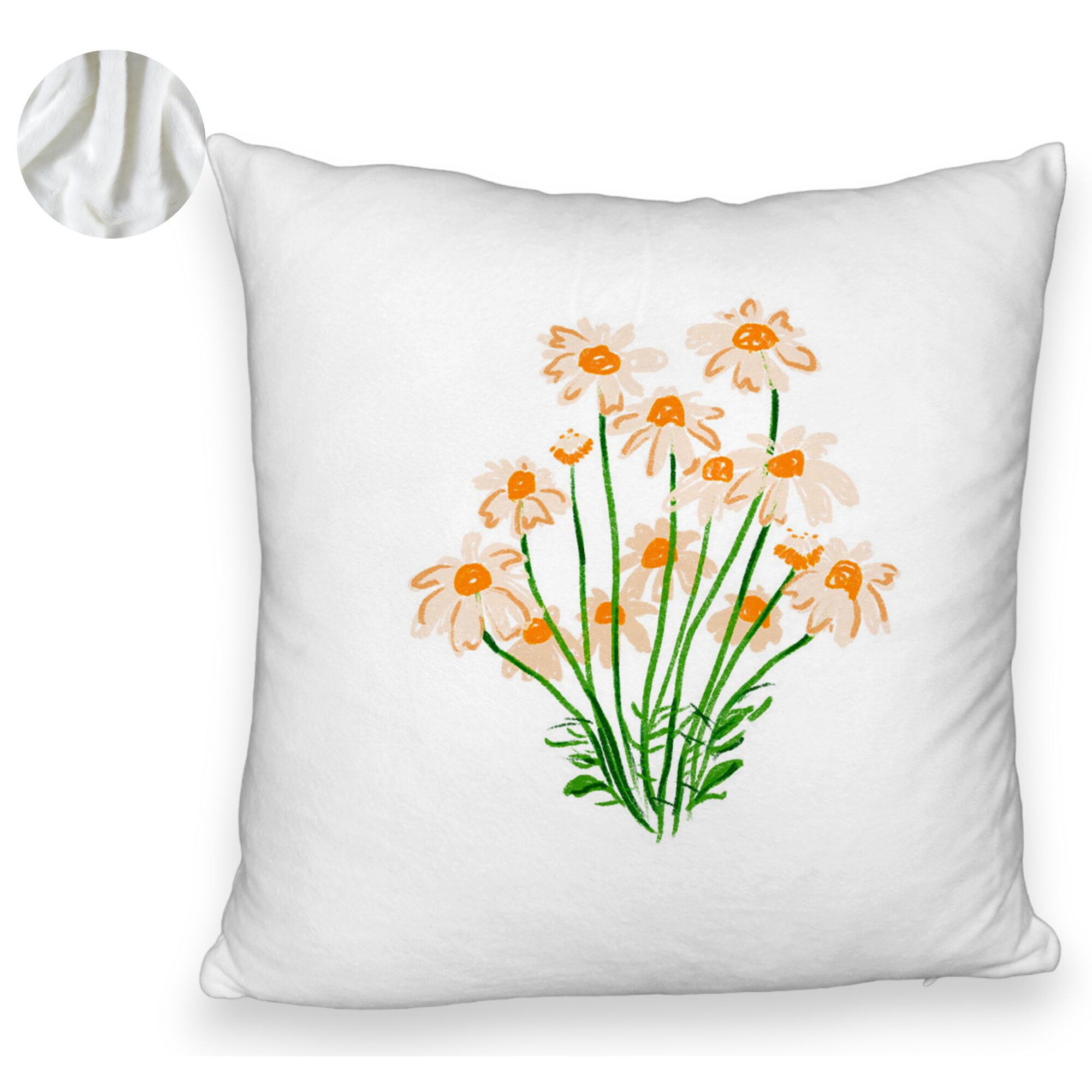 Perna Decorativa Fluffy, Model Florale Margarete, 40x40 cm, Alba, Husa Detasabila, Burduf 5 Perna Decorativa Fluffy