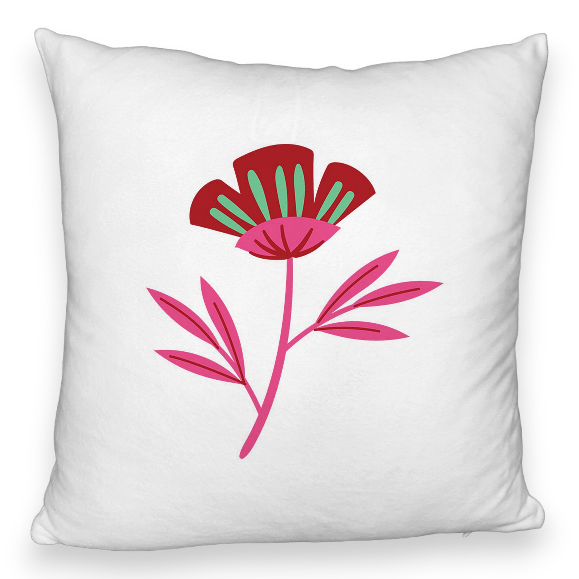 Perna Decorativa Fluffy, Model Florale Red Paradise, 40x40 cm, Alba, Husa Detasabila, Burduf 6 Model Florale Red Paradise