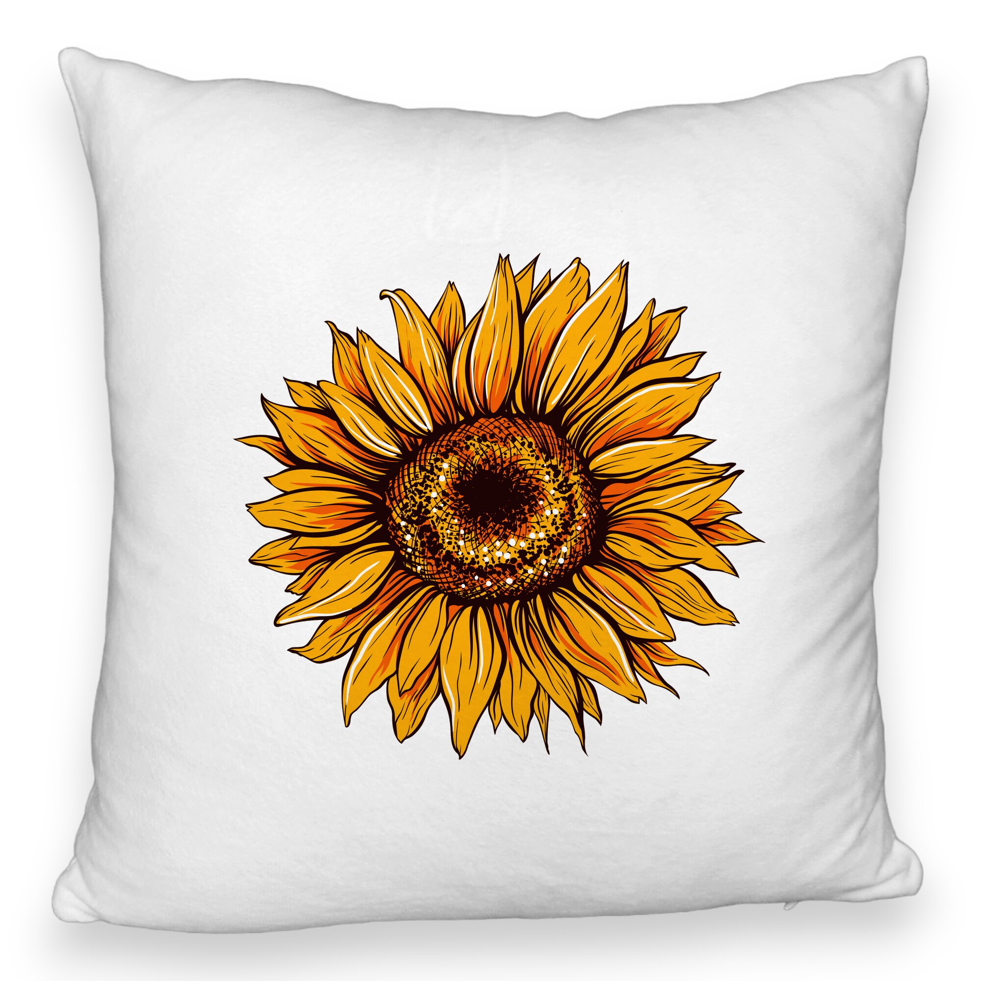Perna Decorativa Fluffy, Model Florea Soarelui, 40x40 cm, Alba, Husa Detasabila, Burduf 6 Model Florea Soarelui