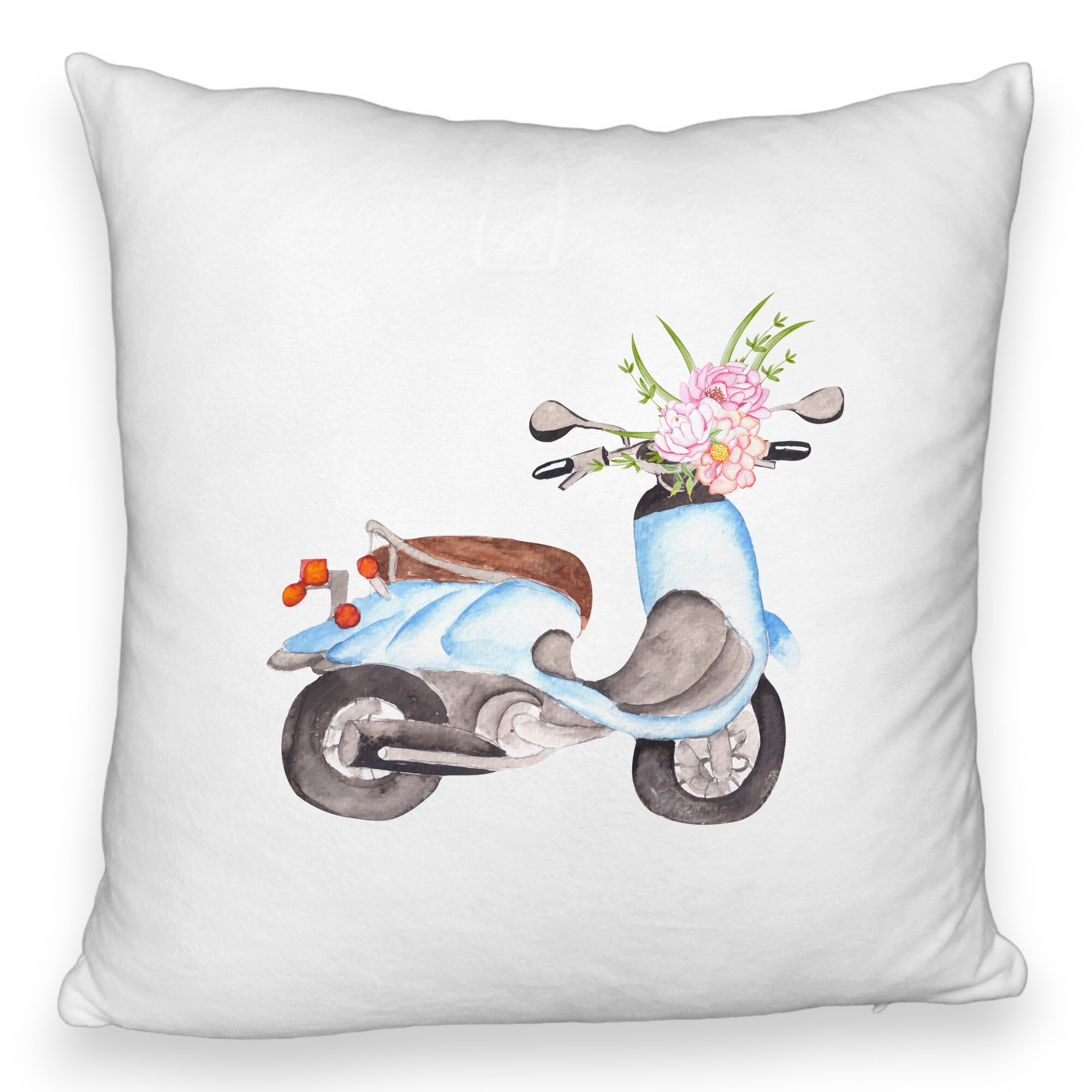 Perna Decorativa Fluffy, Model Flower Bike, 40x40 cm, Alba, Husa Detasabila, Burduf 6 Model Flower Bike